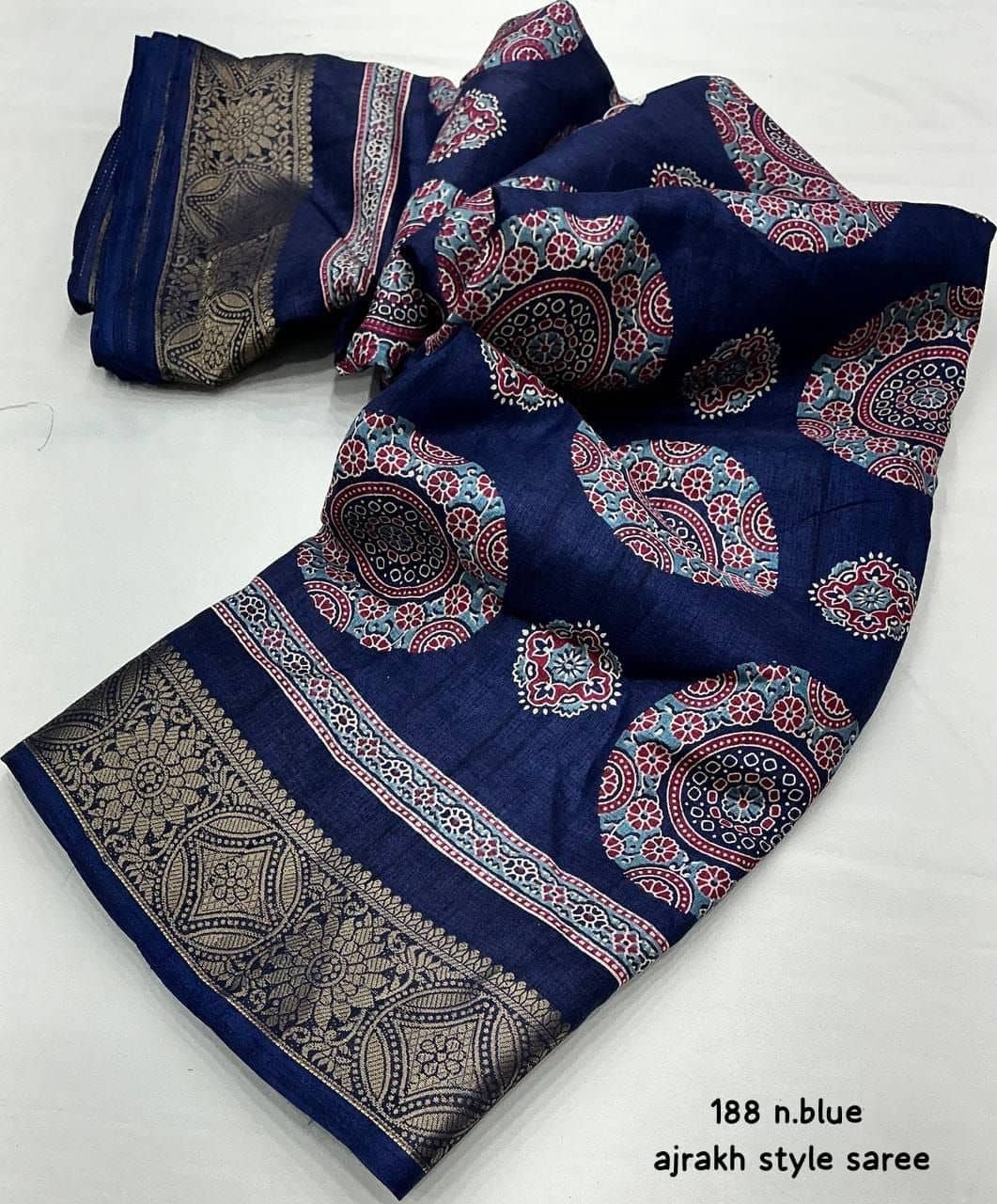 Bhuwal Fashion Art Silk Printed Banarasi saree With Unstitched Blouse Piece ( Blue ) - Sarees | Buy online on ZillyBuy