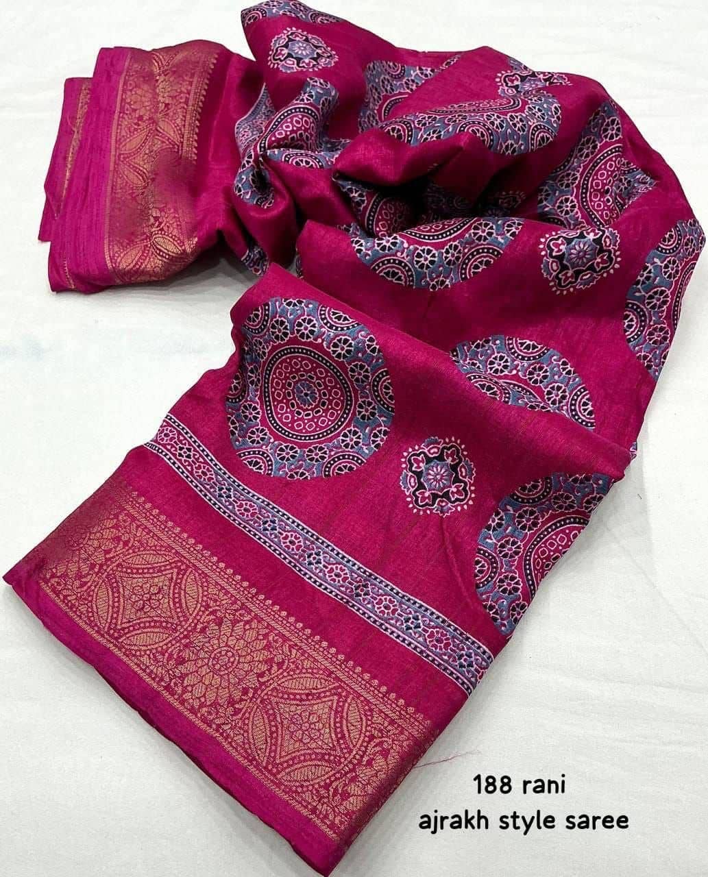 Bhuwal Fashion Art Silk Printed Banarasi saree With Unstitched Blouse Piece ( Red ) - Sarees | Buy online on ZillyBuy