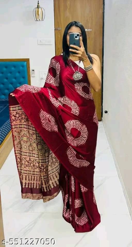     			Bhuwal Fashion Crepe Printed Regular Saree With Unstitched Blouse Piece ( Red )