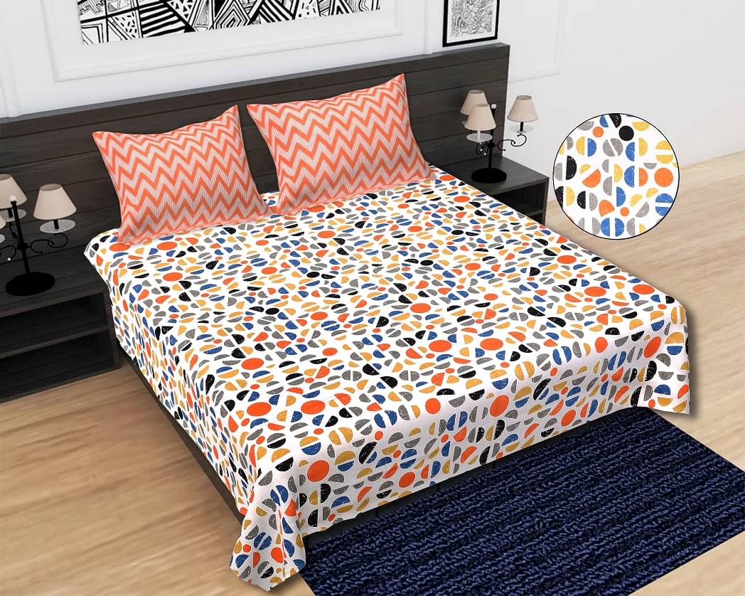 Dgsm Craft Cotton 1 Double Queen Bedsheet with 2 Pillow Covers ( Multicolor ) Dgsm Craft Cotton 1 Double Queen Bedsheet with 2 Pillow Covers ( Multicolor )