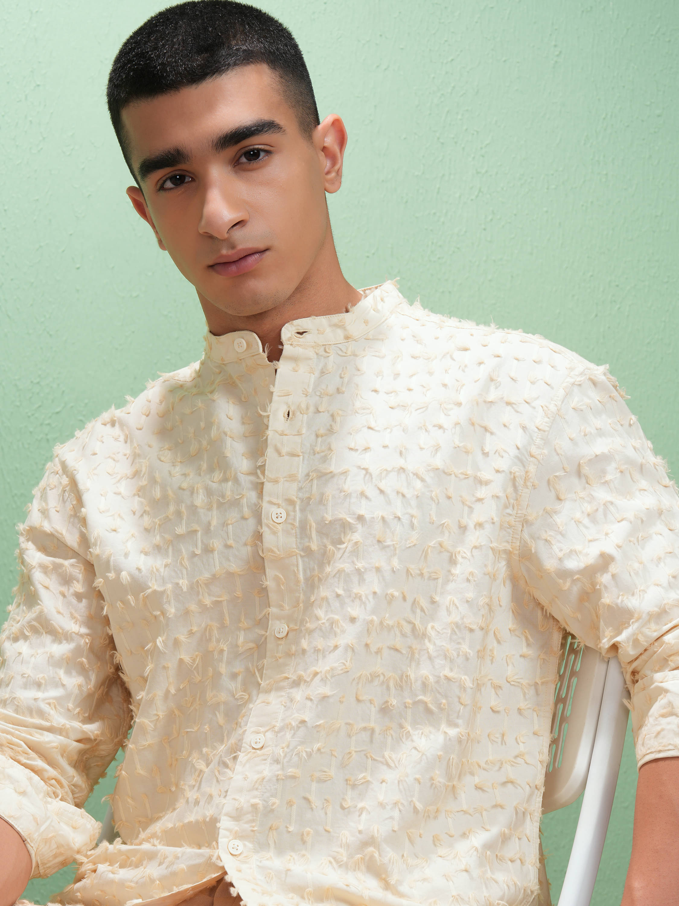 Highlander 100% Cotton Relaxed Fit Self Design Full Sleeves Men's Casual Shirt - Cream ( Pack of 1 ) Highlander 100% Cotton Relaxed Fit Self Design Full Sleeves Men's Casual Shirt - Cream ( Pack of 1 )