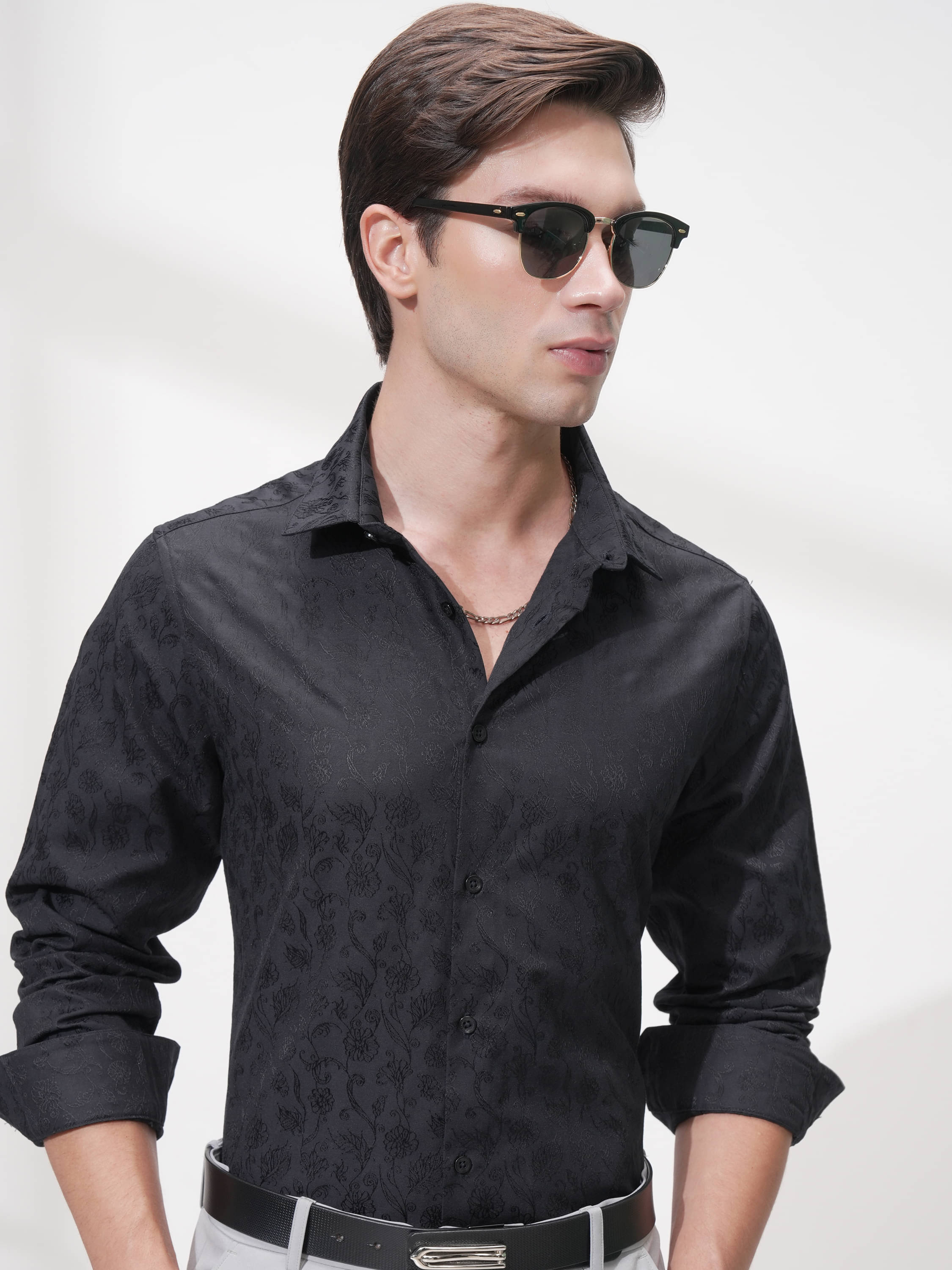 Highlander Cotton Blend Slim Fit Self Design Full Sleeves Men's Casual Shirt - Navy ( Pack of 1 )     			Highlander Cotton Blend Slim Fit Self Design Full Sleeves Men's Casual Shirt - Navy ( Pack of 1 )