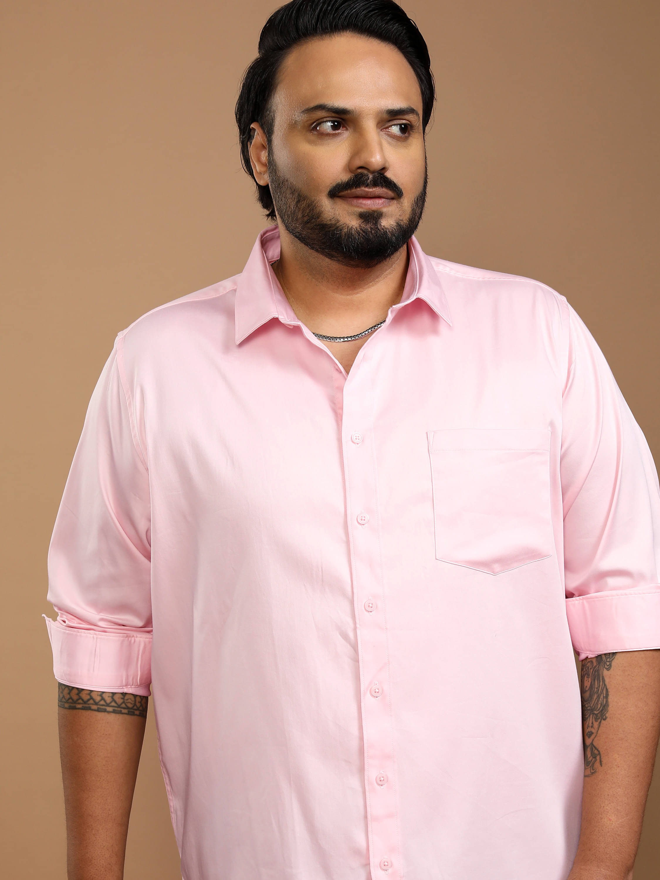     			Highlander Cotton Blend Slim Fit Solids Full Sleeves Men's Casual Shirt - Pink ( Pack of 1 )