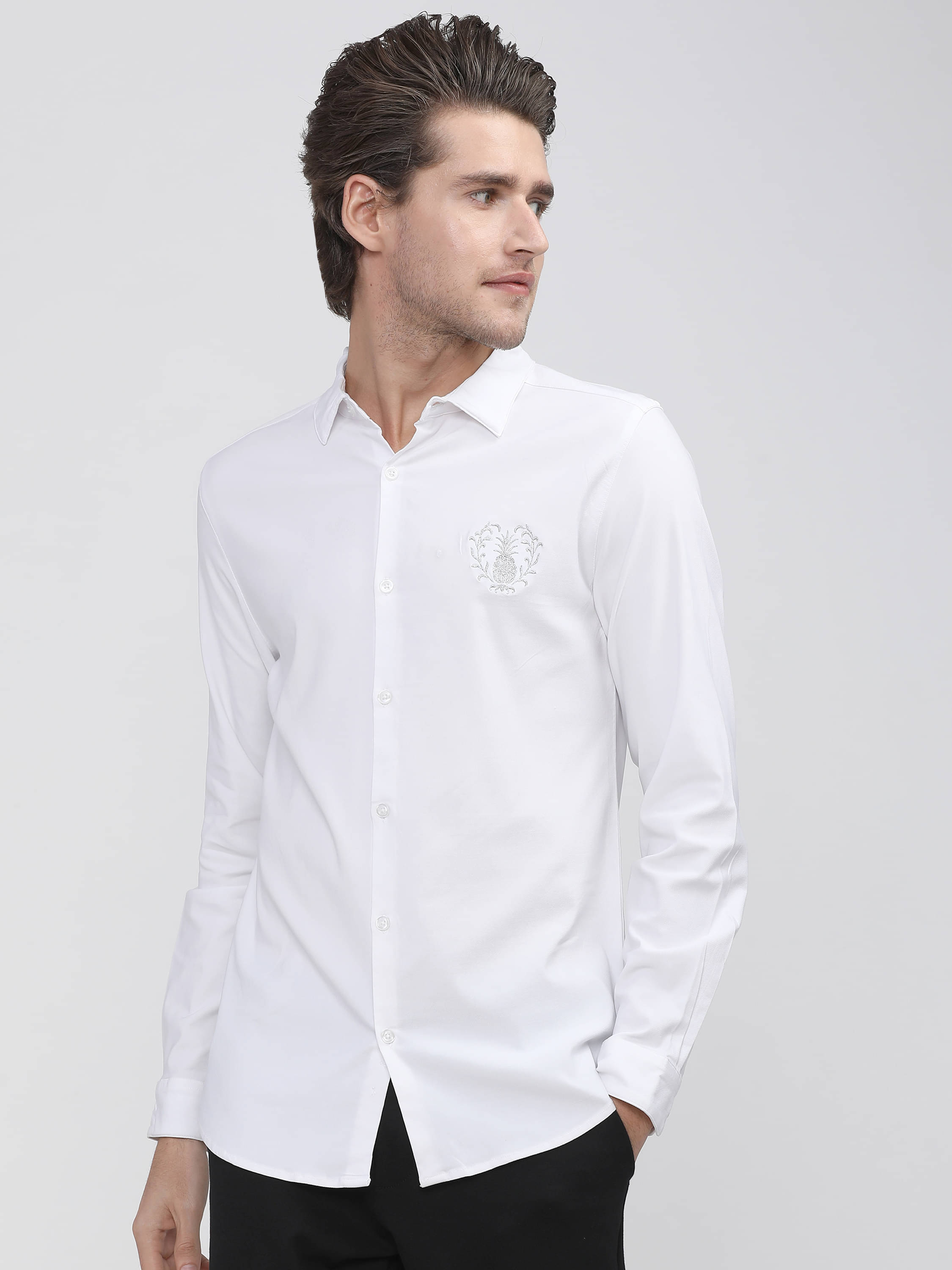 Highlander Poly Cotton Slim Fit Solids Full Sleeves Men's Casual Shirt - White ( Pack of 1 ) Highlander Poly Cotton Slim Fit Solids Full Sleeves Men's Casual Shirt - White ( Pack of 1 )