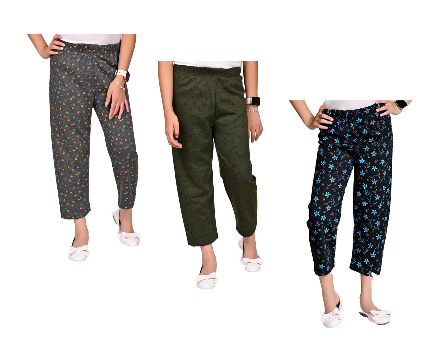     			IndiWeaves Pack of 3 Girls Fleece Pyjama ( Multicolor )