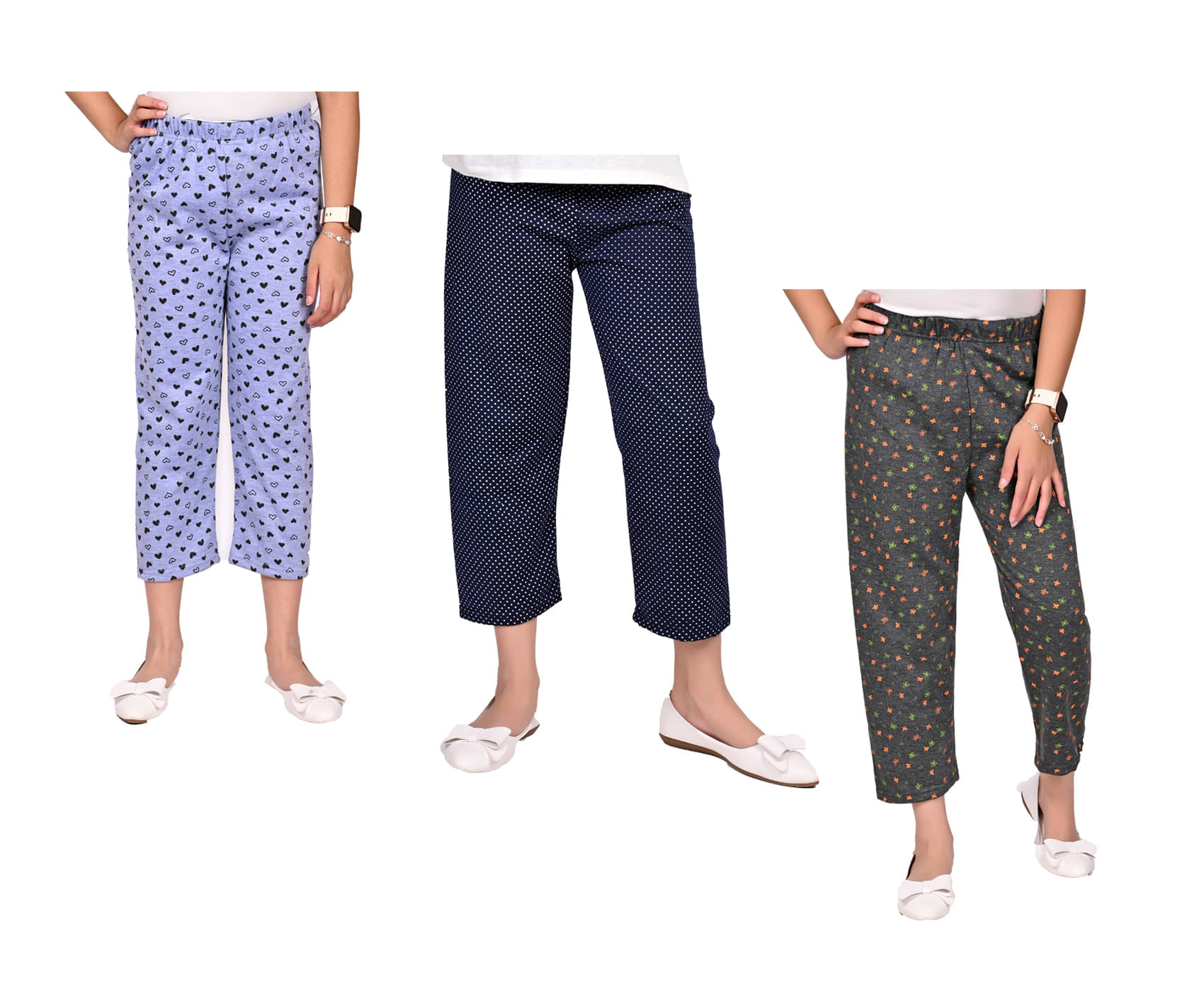     			IndiWeaves Pack of 3 Girls Fleece Pyjama ( Multicolor )