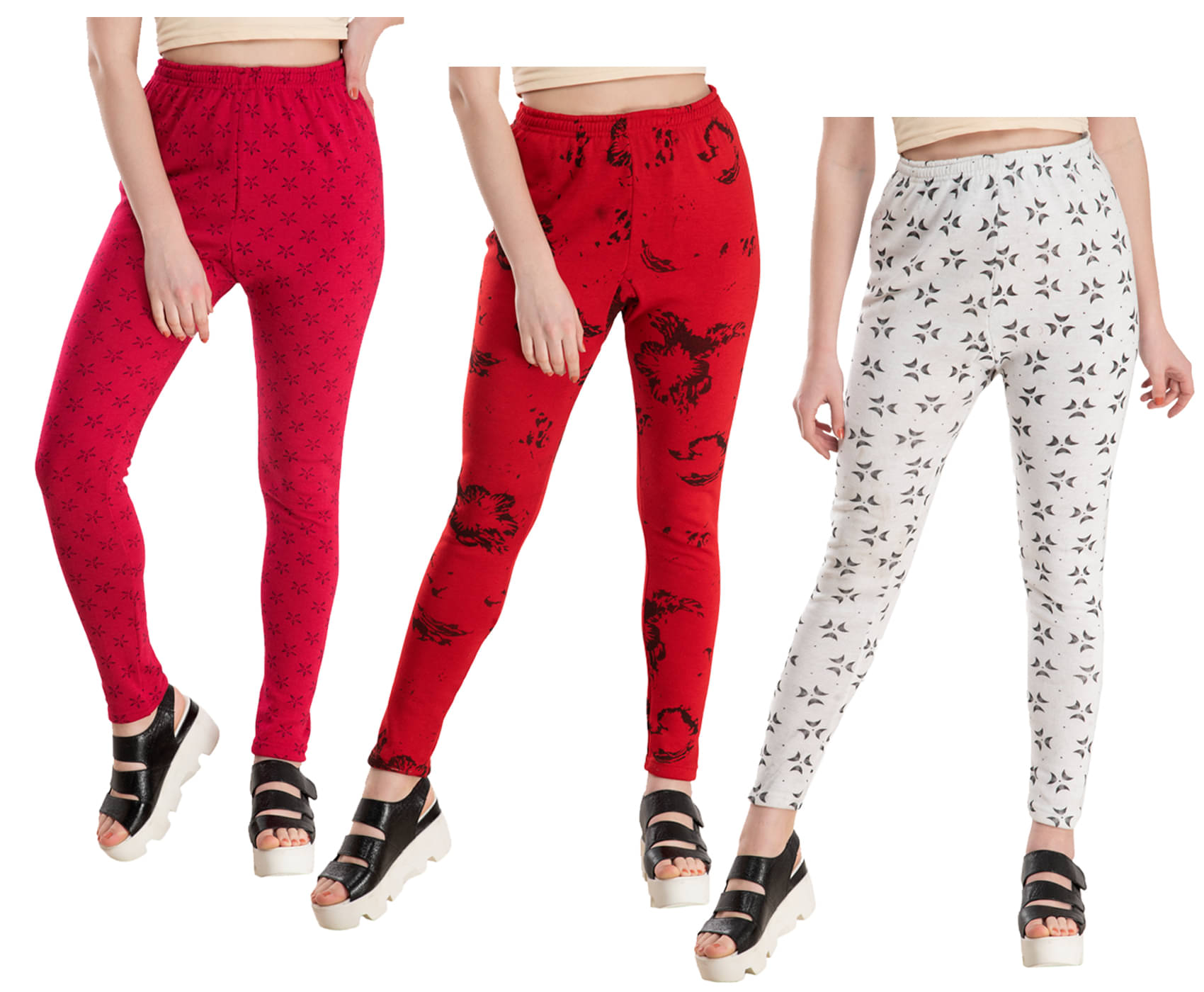     			IndiWeaves Pack of 3 Woollen Women Legging ( Multicolor )