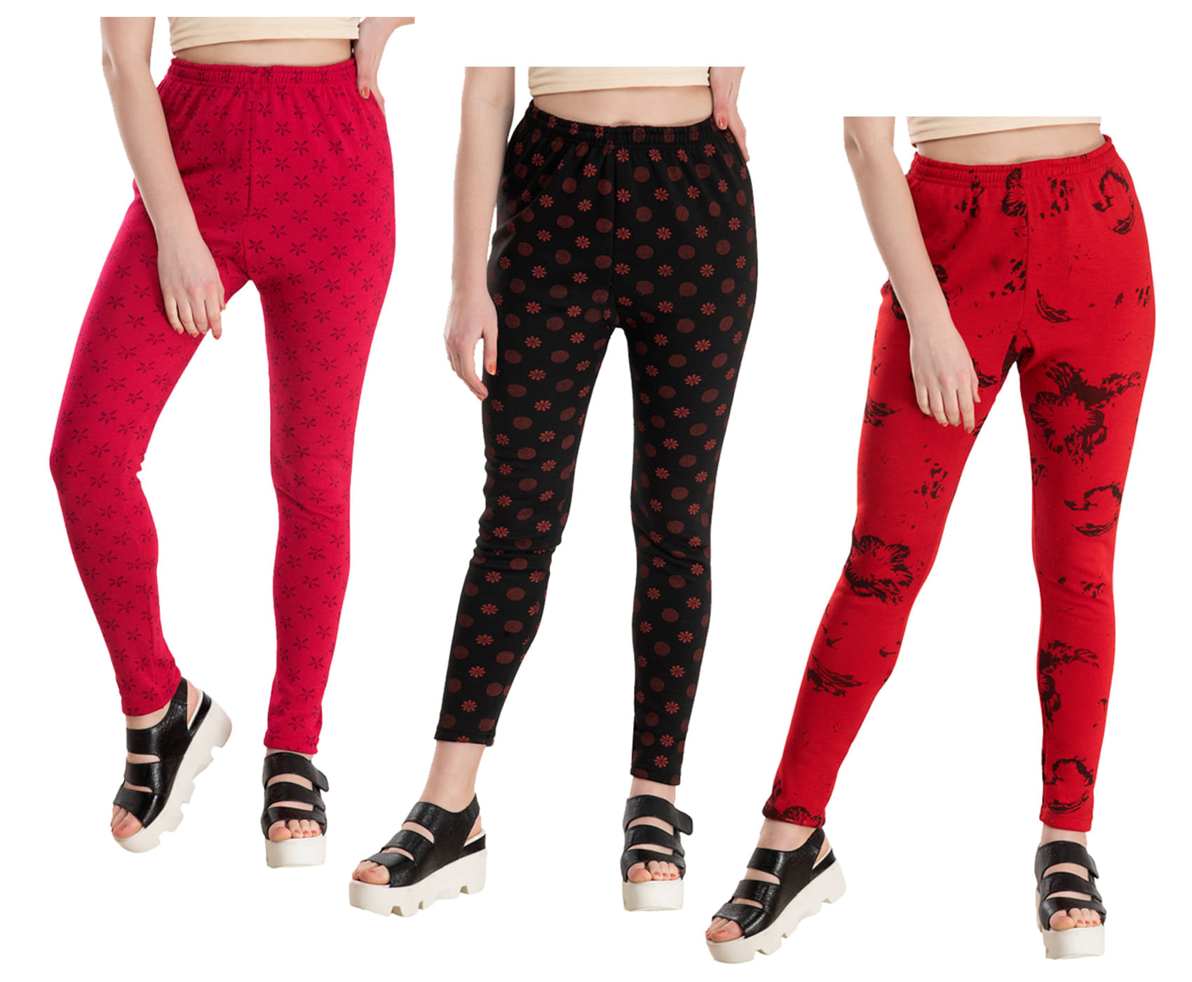     			IndiWeaves Pack of 3 Woollen Women Legging ( Multicolor )