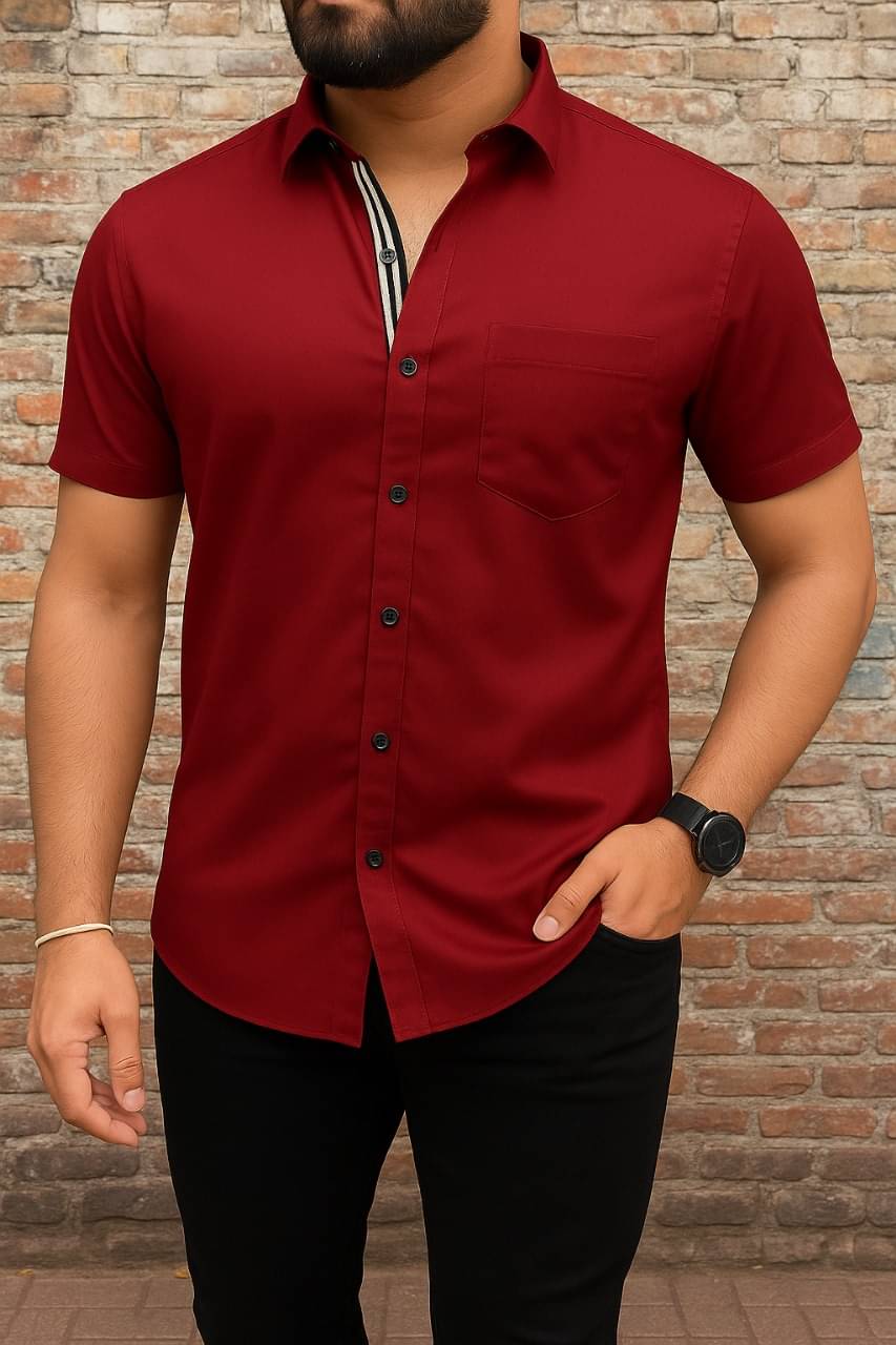 J V Brothers Cotton Blend Regular Fit Half Sleeves Men's Formal Shirt - Maroon ( Pack of 1 ) J V Brothers Cotton Blend Regular Fit Half Sleeves Men's Formal Shirt - Maroon ( Pack of 1 )