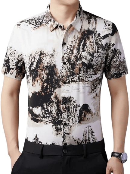     			KAPDAX Rayon Flex Regular Fit Printed Half Sleeves Men's Casual Shirt - Black ( Pack of 1 )