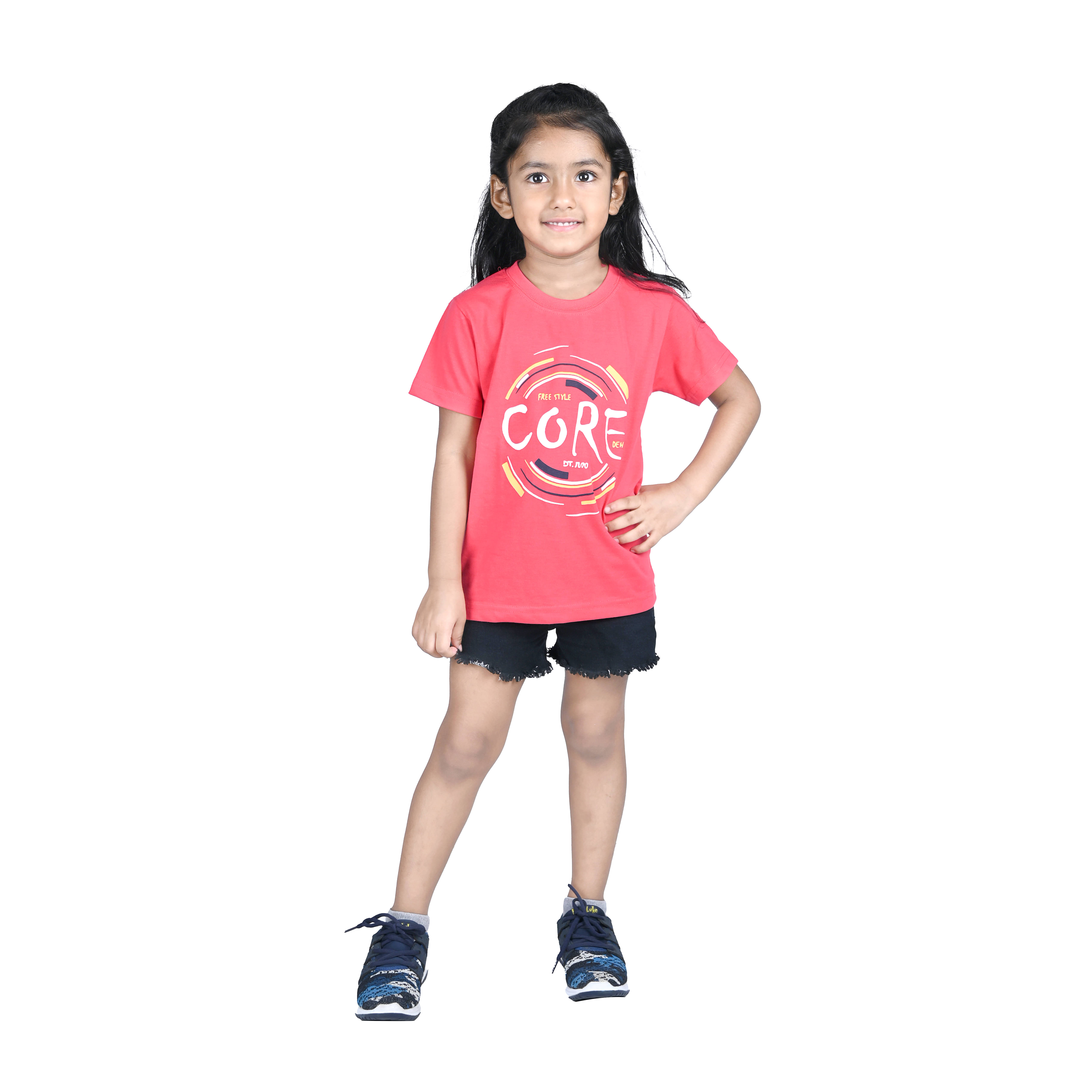     			Kidzee Kingdom Pack of 1 Girls Cotton T-Shirt ( Pink )