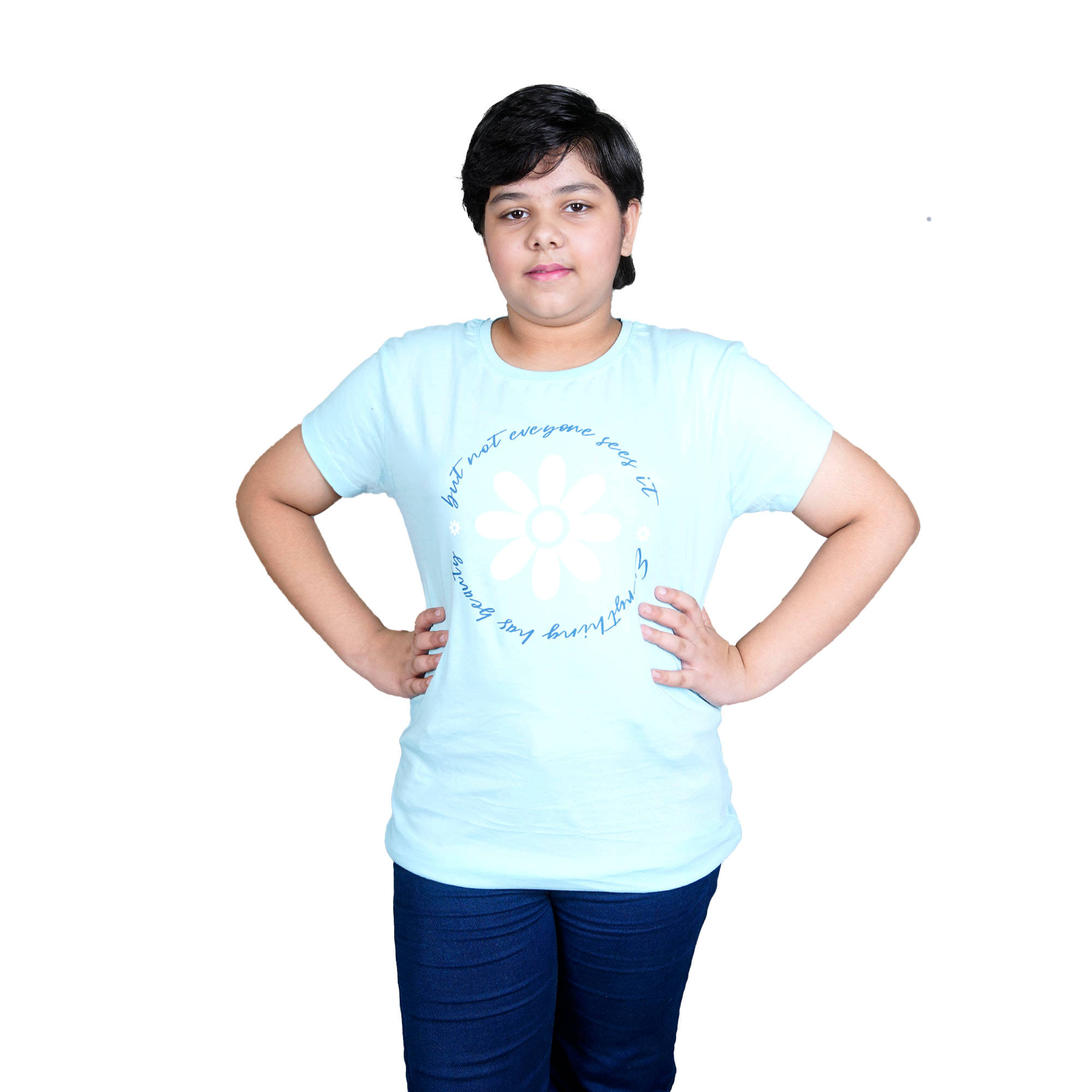     			Kidzee Kingdom Pack of 1 Girls Cotton T-Shirt ( Blue )