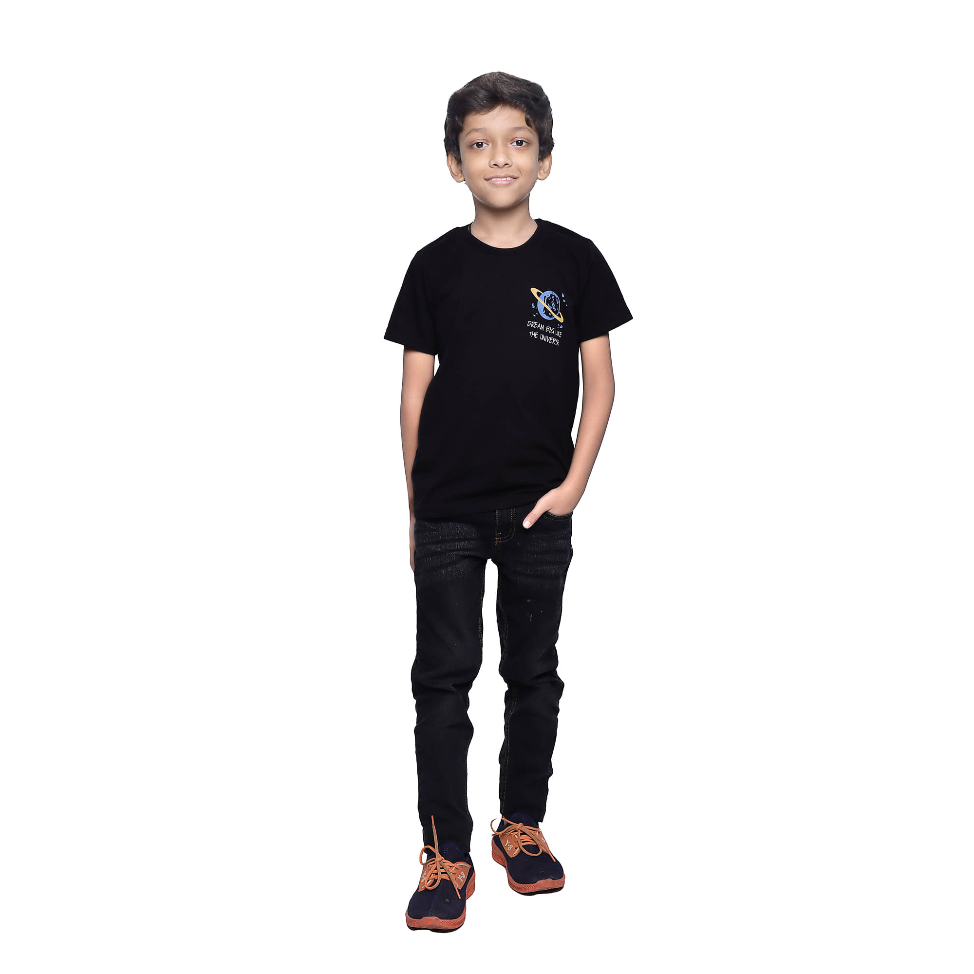     			Kidzee Kingdom Pack of 1 Boys Cotton T-Shirt ( Black )