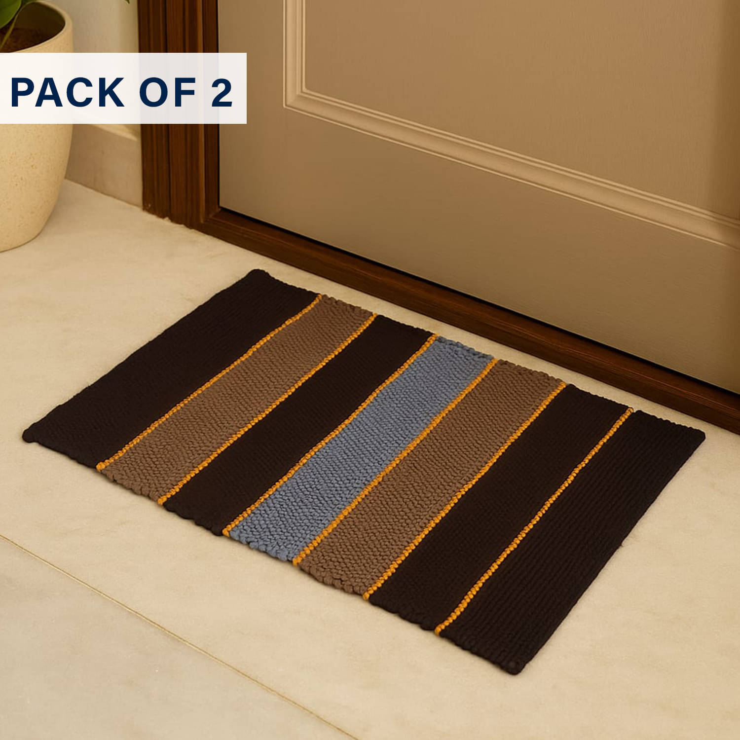 Luxurivo Home Set of 2 Regular Cotton Door Mat ( 38 X 57 cm ) Assorted     			Luxurivo Home Set of 2 Regular Cotton Door Mat ( 38 X 57 cm ) Assorted