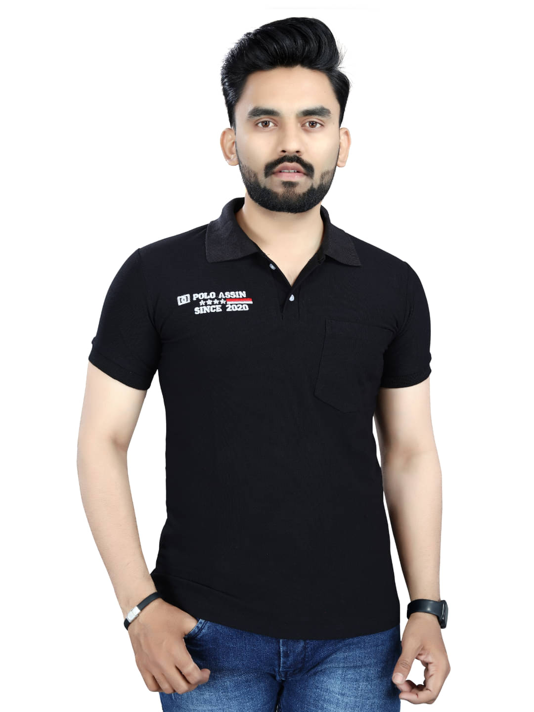     			MOONVILLA Men Cotton Blend Regular Fit Solid Polo T Shirt ( white )