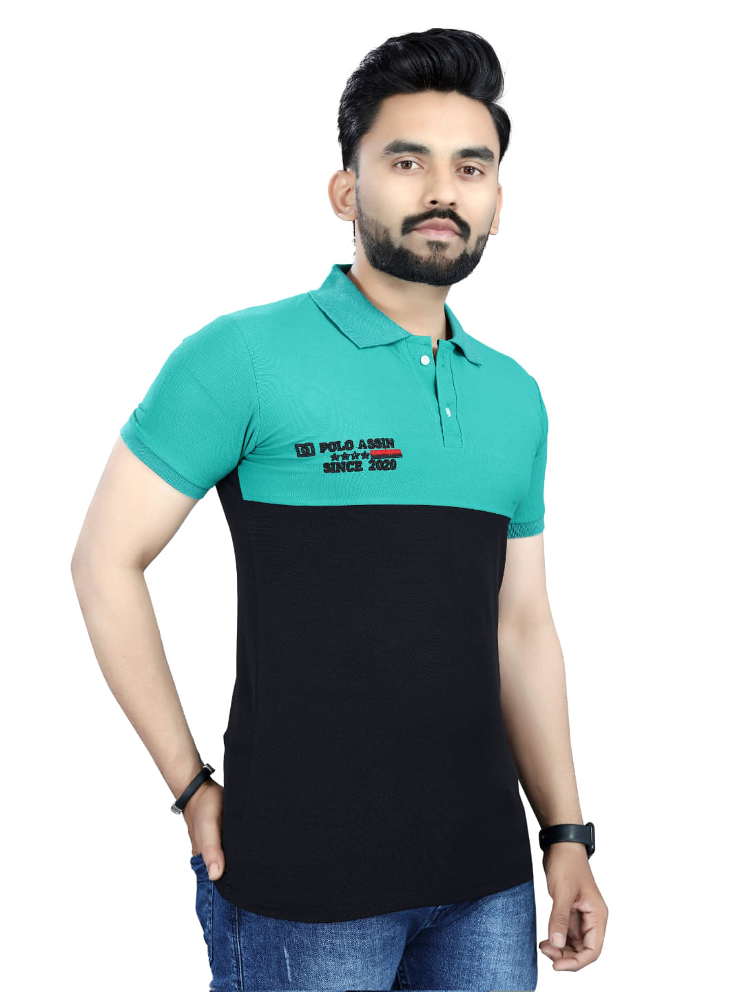 MOONVILLA Men Cotton Blend Regular Fit Solid Polo T Shirt ( Green )     			MOONVILLA Men Cotton Blend Regular Fit Solid Polo T Shirt ( Green )