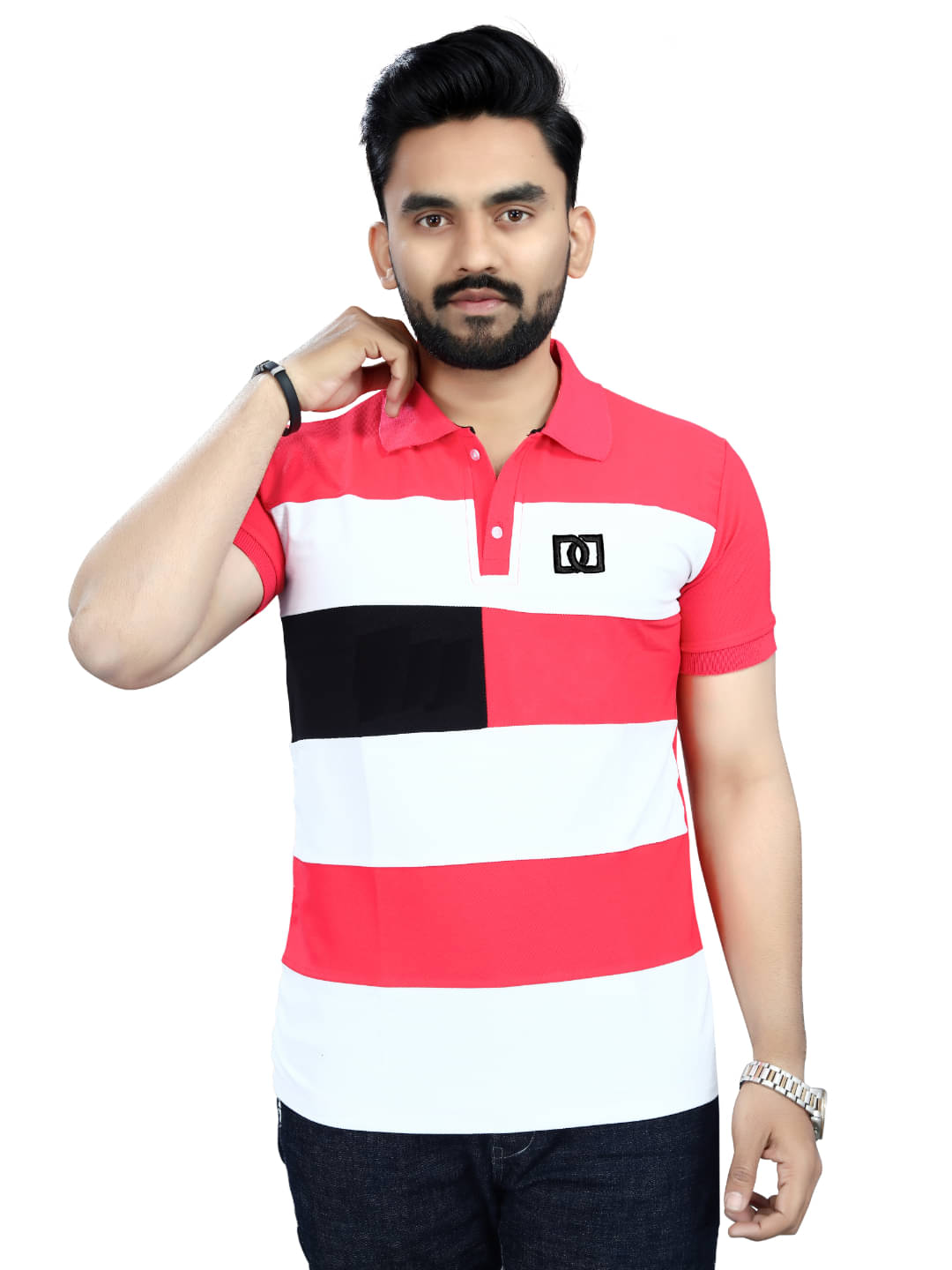 MOONVILLA Men Cotton Blend Regular Fit Solid Polo T Shirt ( Pink ) MOONVILLA Men Cotton Blend Regular Fit Solid Polo T Shirt ( Pink )