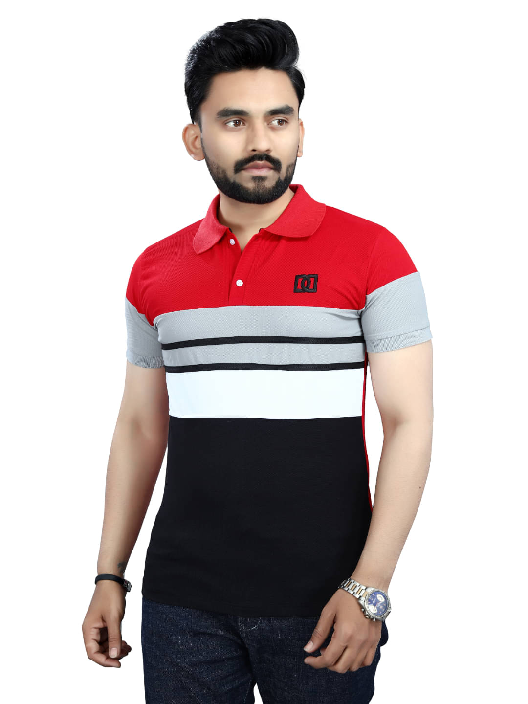 MOONVILLA Men Cotton Blend Regular Fit Solid Polo T Shirt ( Red ) MOONVILLA Men Cotton Blend Regular Fit Solid Polo T Shirt ( Red )