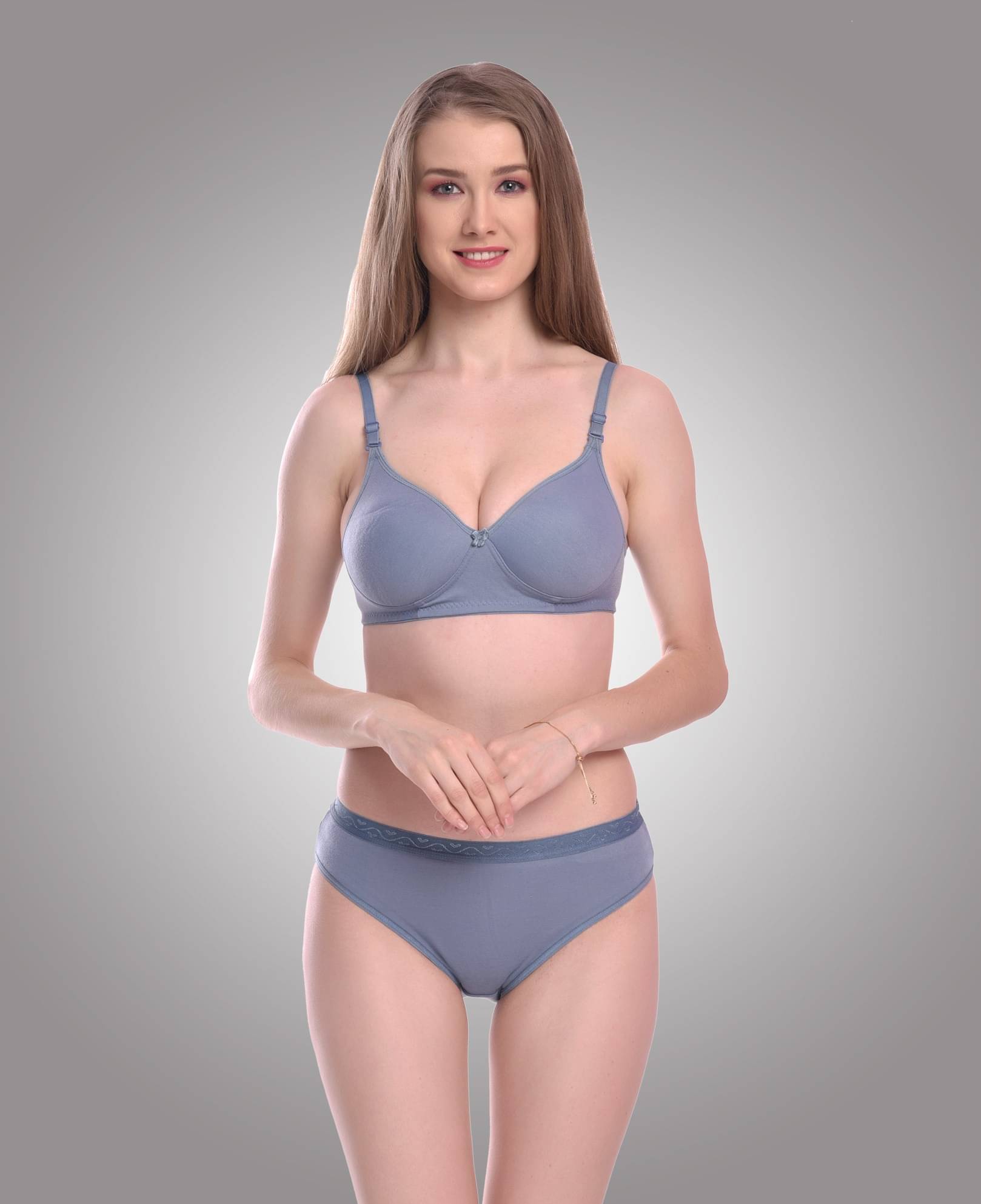     			ORNATROPE FASHION Cotton Lightly Padded Bra & Panty Set ( Blue , Pack of 1 )