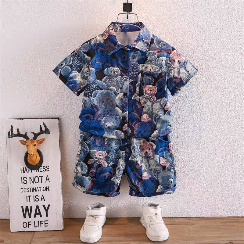 Ocvito Pack of 1 Baby Boys Cotton Blend Shirt & Shorts Set ( Navy ) Ocvito Pack of 1 Baby Boys Cotton Blend Shirt & Shorts Set ( Navy )