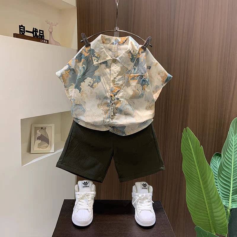 Ocvito Pack of 1 Baby Boys Cotton Blend Shirt & Shorts Set ( Black )