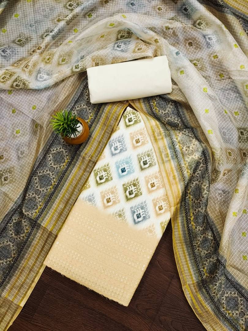 PANZORA Women Cotton Blend Unstitched Dress Material ( Yellow ) PANZORA Women Cotton Blend Unstitched Dress Material ( Yellow )