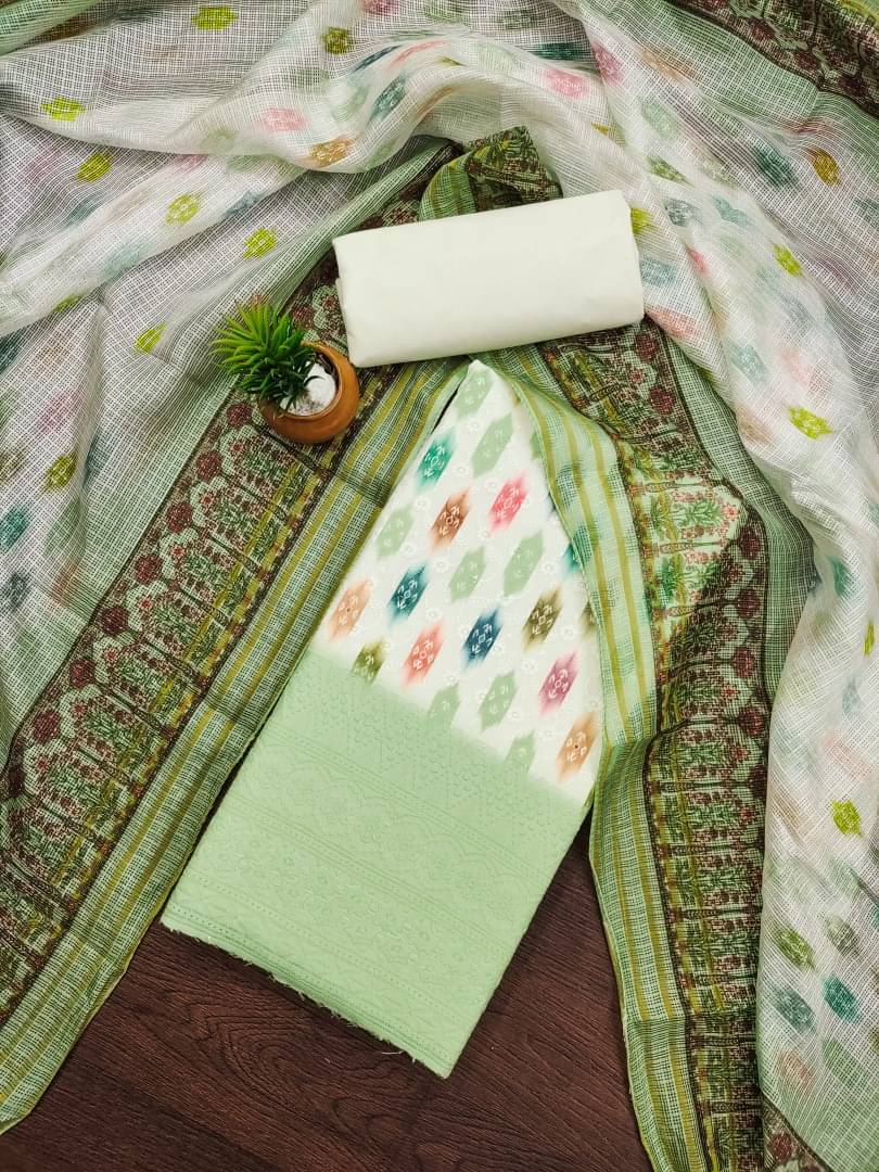 PANZORA Women Cotton Blend Unstitched Dress Material ( Green ) PANZORA Women Cotton Blend Unstitched Dress Material ( Green )