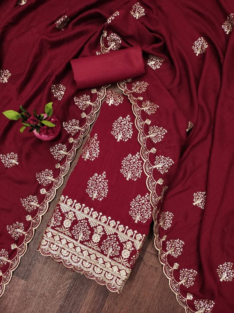 PANZORA Women Cotton Blend Unstitched Dress Material ( Maroon ) PANZORA Women Cotton Blend Unstitched Dress Material ( Maroon )