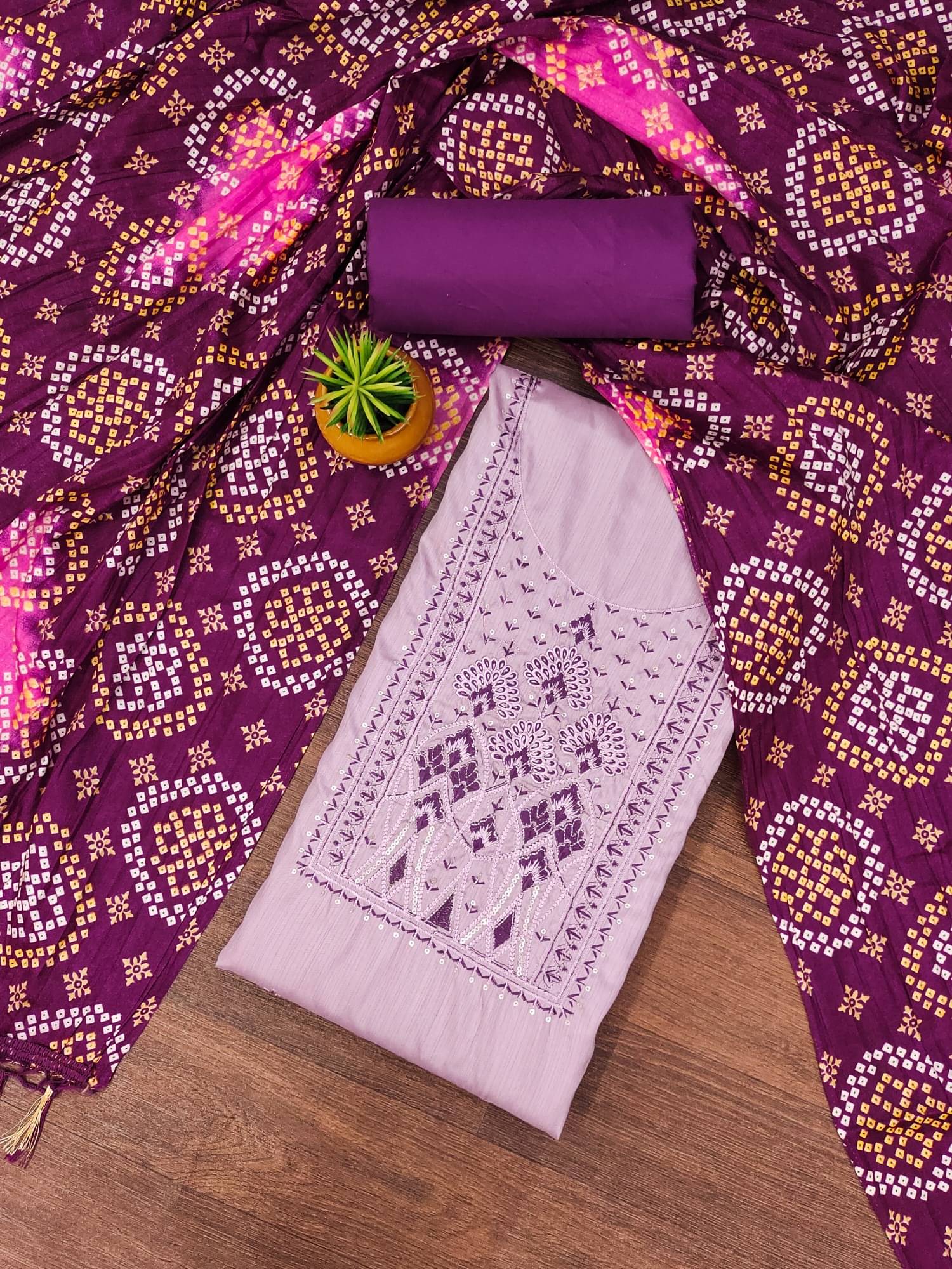     			PANZORA Women Cotton Blend Unstitched Dress Material ( Lavender )
