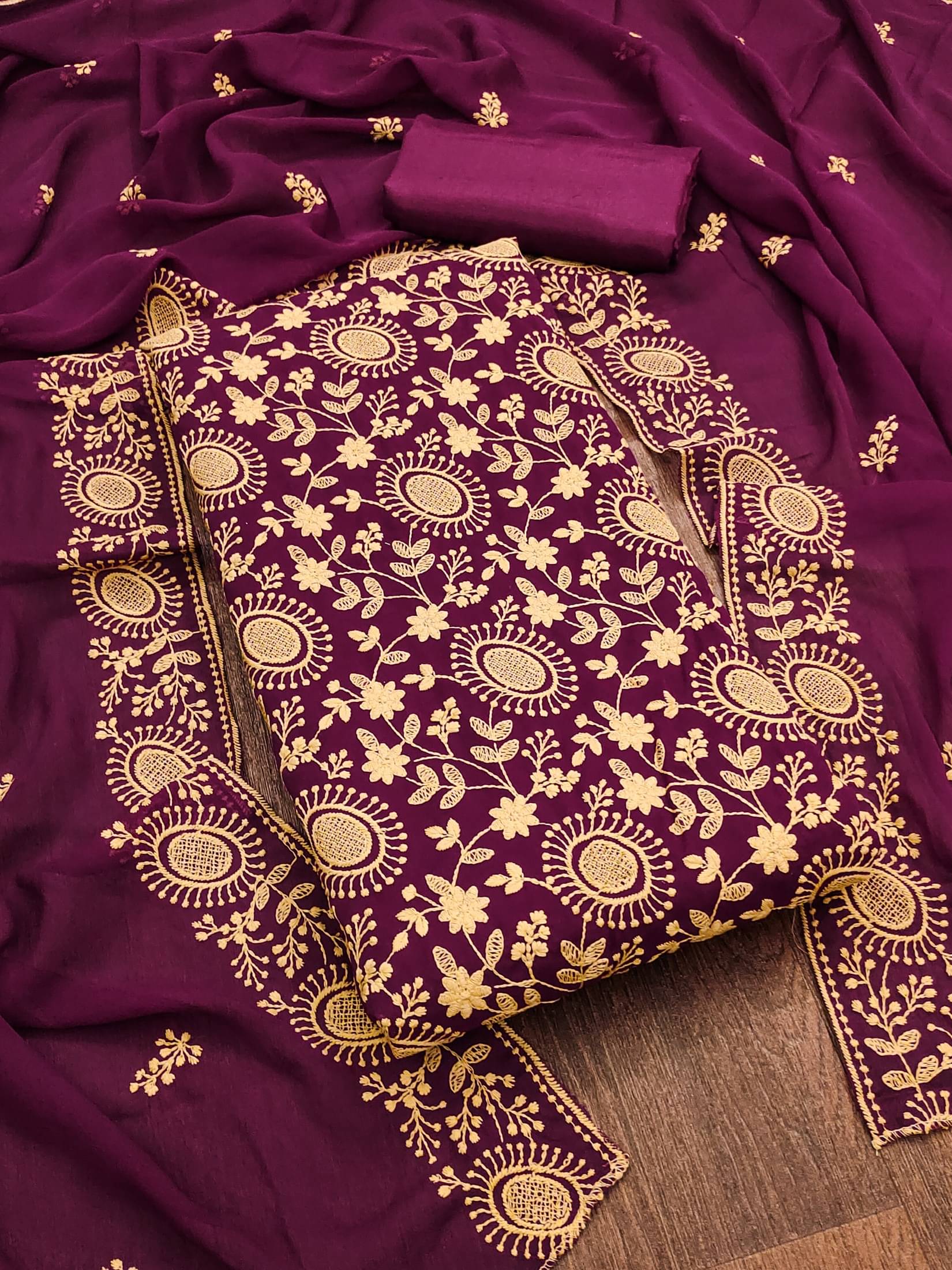     			PANZORA Women Georgette Unstitched Dress Material ( Purple )