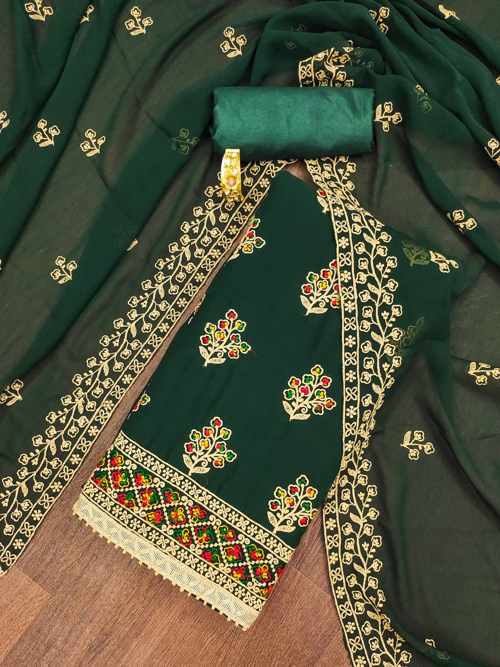     			PANZORA Women Georgette Unstitched Dress Material ( Green )