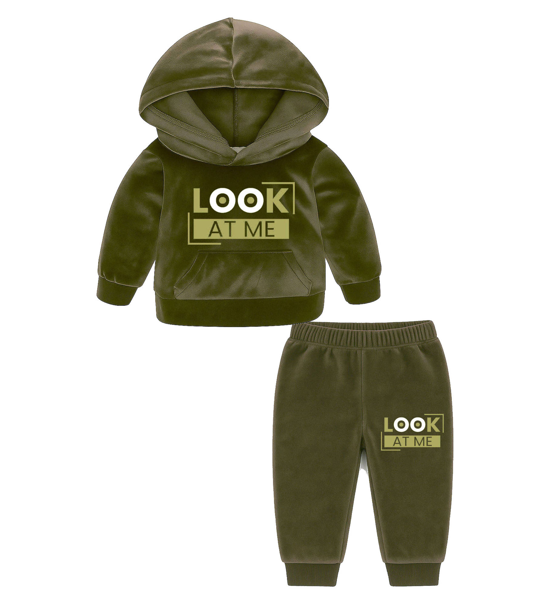    			RBF84 Pack of 1 Baby Boys Velvet Sweatshirt & Trackpant Set ( Olive )