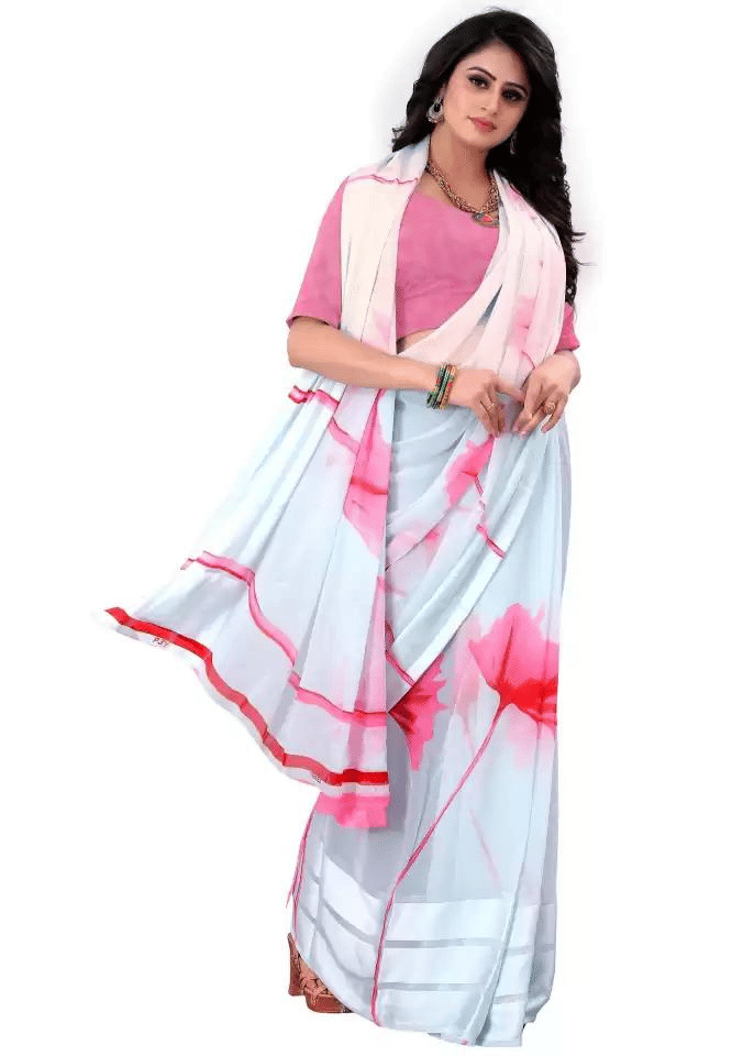 SHIRODHARI Satin Printed Jamdani Saree With Unstitched Blouse Piece ( Grey ) SHIRODHARI Satin Printed Jamdani Saree With Unstitched Blouse Piece ( Grey )