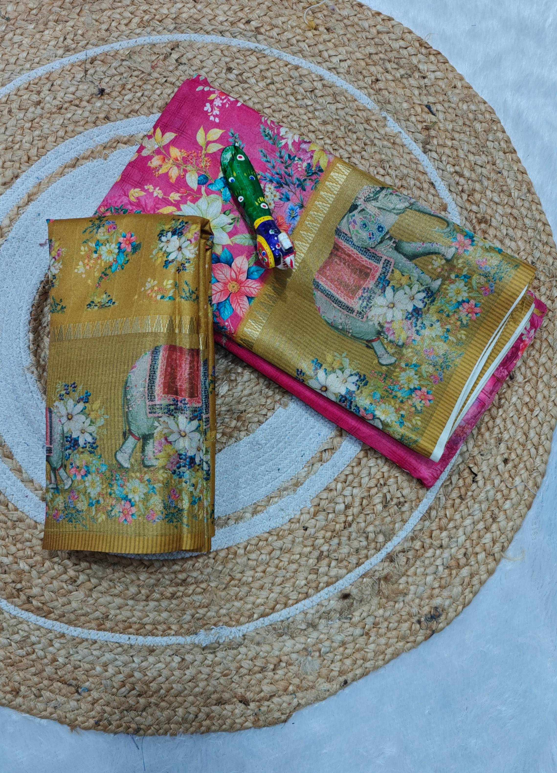 SHIRODHARI Silk Blend Printed Sambalpuri Saree With Unstitched Blouse Piece ( Pink ) SHIRODHARI Silk Blend Printed Sambalpuri Saree With Unstitched Blouse Piece ( Pink )