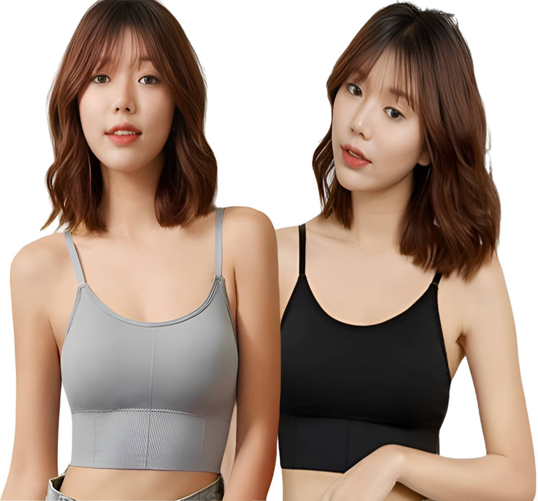 SYNOVATIC Pack of 2 Cotton Blend Lightly Padded Sports Bra For Women ( Multicolor 13 ) SYNOVATIC Pack of 2 Cotton Blend Lightly Padded Sports Bra For Women ( Multicolor 13 )