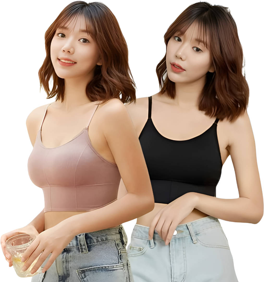 SYNOVATIC Pack of 2 Cotton Blend Lightly Padded Sports Bra For Women ( Multicolor 8 ) SYNOVATIC Pack of 2 Cotton Blend Lightly Padded Sports Bra For Women ( Multicolor 8 )