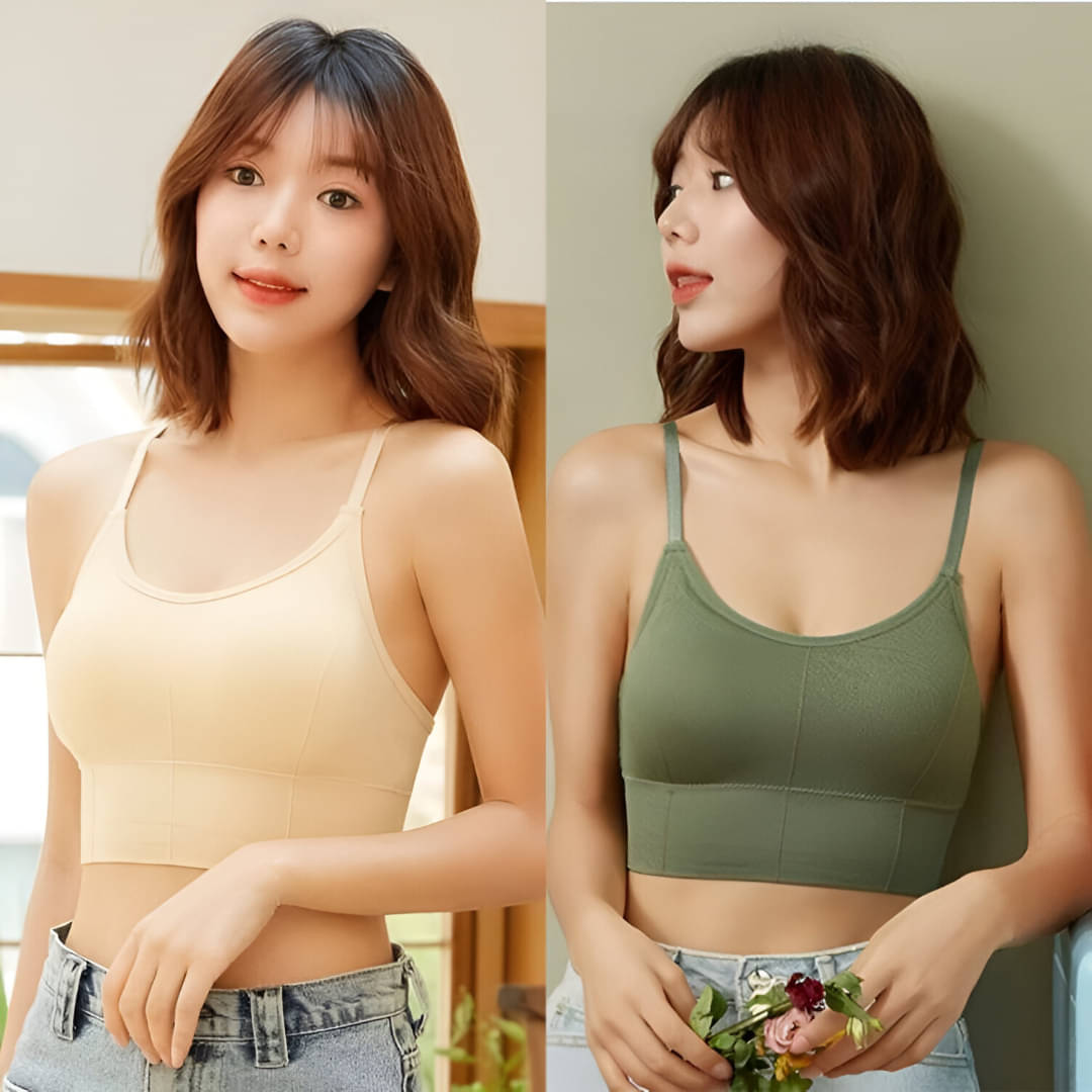 SYNOVATIC Pack of 2 Cotton Blend Lightly Padded Sports Bra For Women ( Multicolor 4 ) SYNOVATIC Pack of 2 Cotton Blend Lightly Padded Sports Bra For Women ( Multicolor 4 )