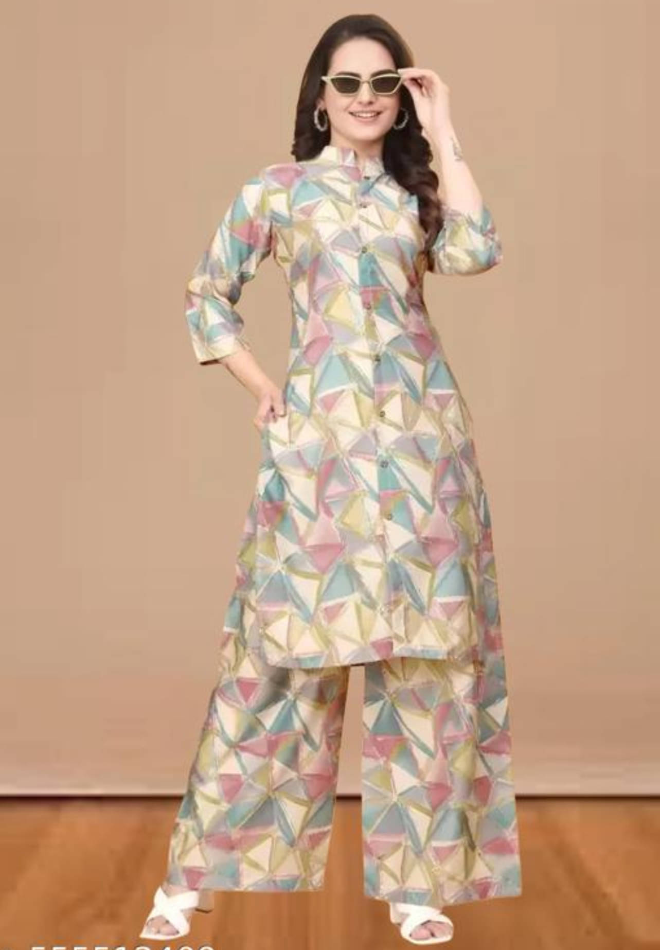 TUHIRAJ Women Printed Top With Palazzos Co-Ord Set ( Multicolor ) TUHIRAJ Women Printed Top With Palazzos Co-Ord Set ( Multicolor )