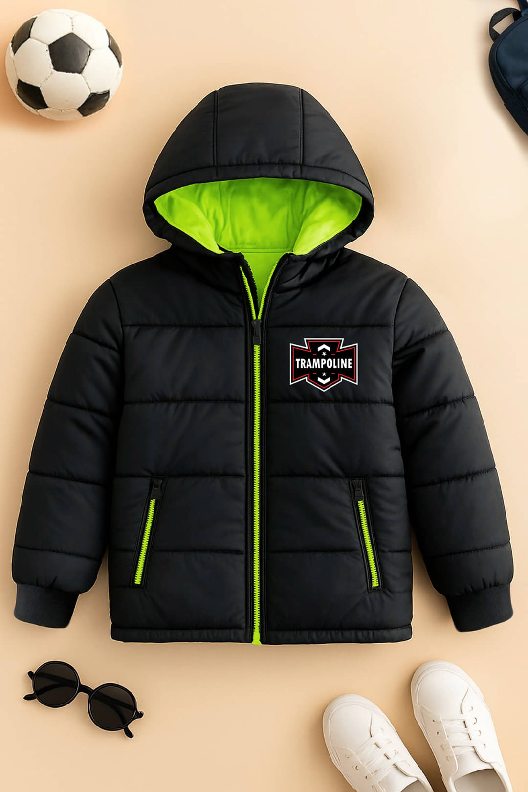     			Trampoline Boys Polyester Puffer Jacket ( Black , Pack of 1 )