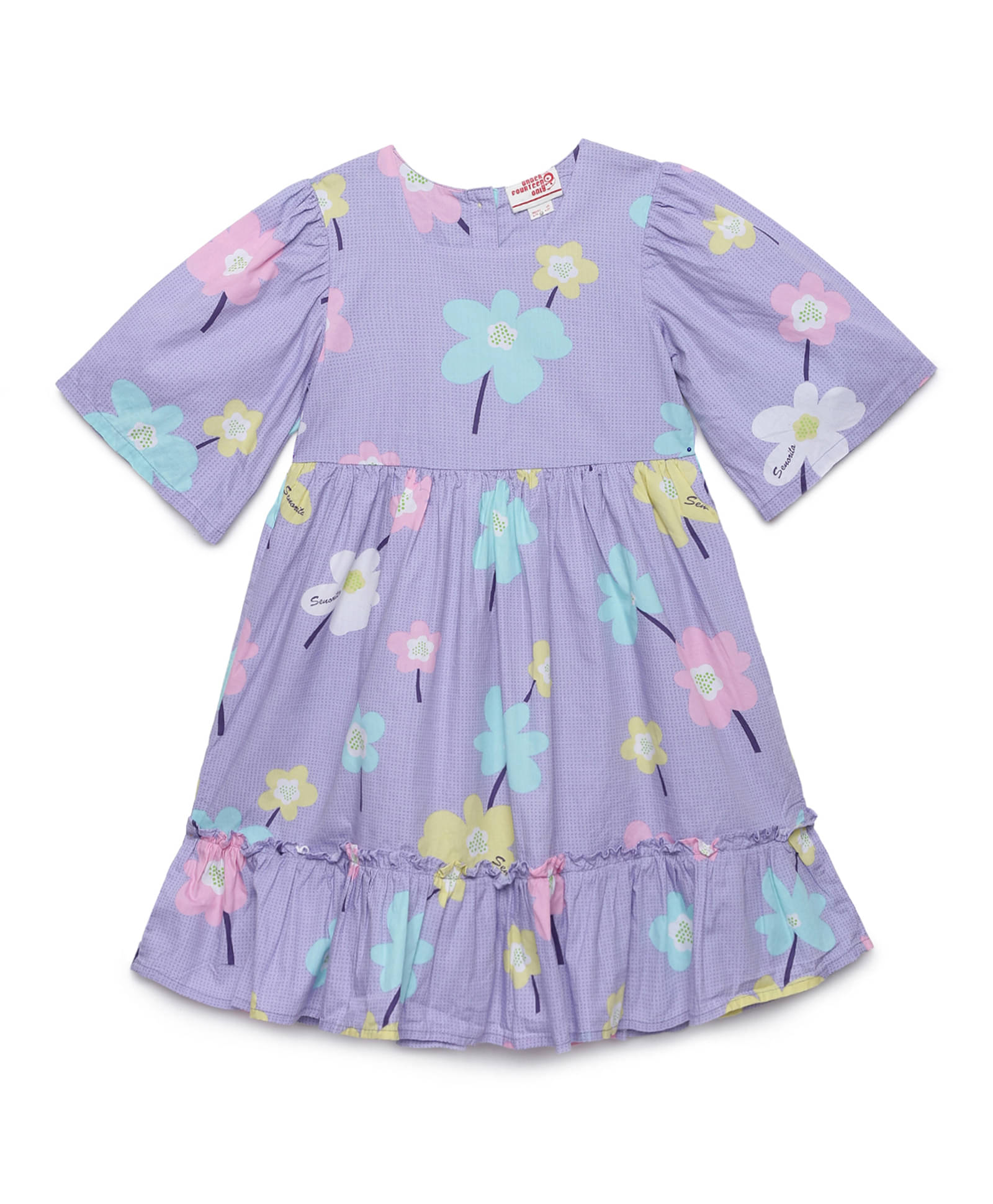     			Under Fourteen Only Cotton Dress For Girls ( Pack of 1 , Blue )