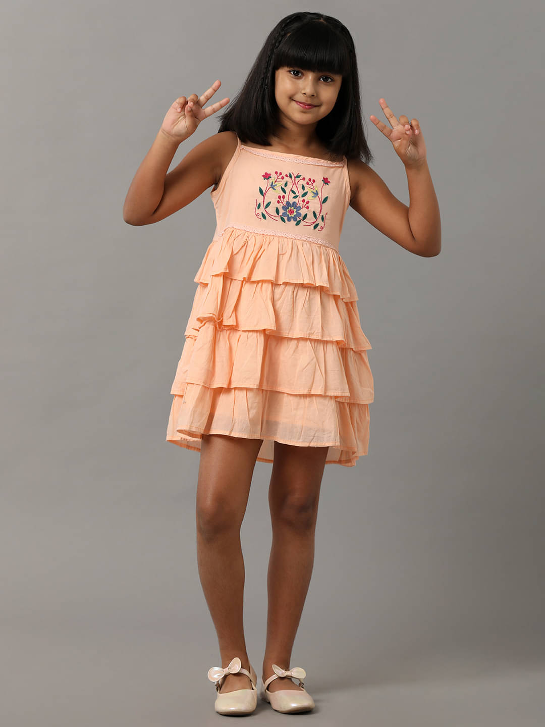 Under Fourteen Only Cotton Dress For Girls ( Pack of 1 , Orange ) Under Fourteen Only Cotton Dress For Girls ( Pack of 1 , Orange )
