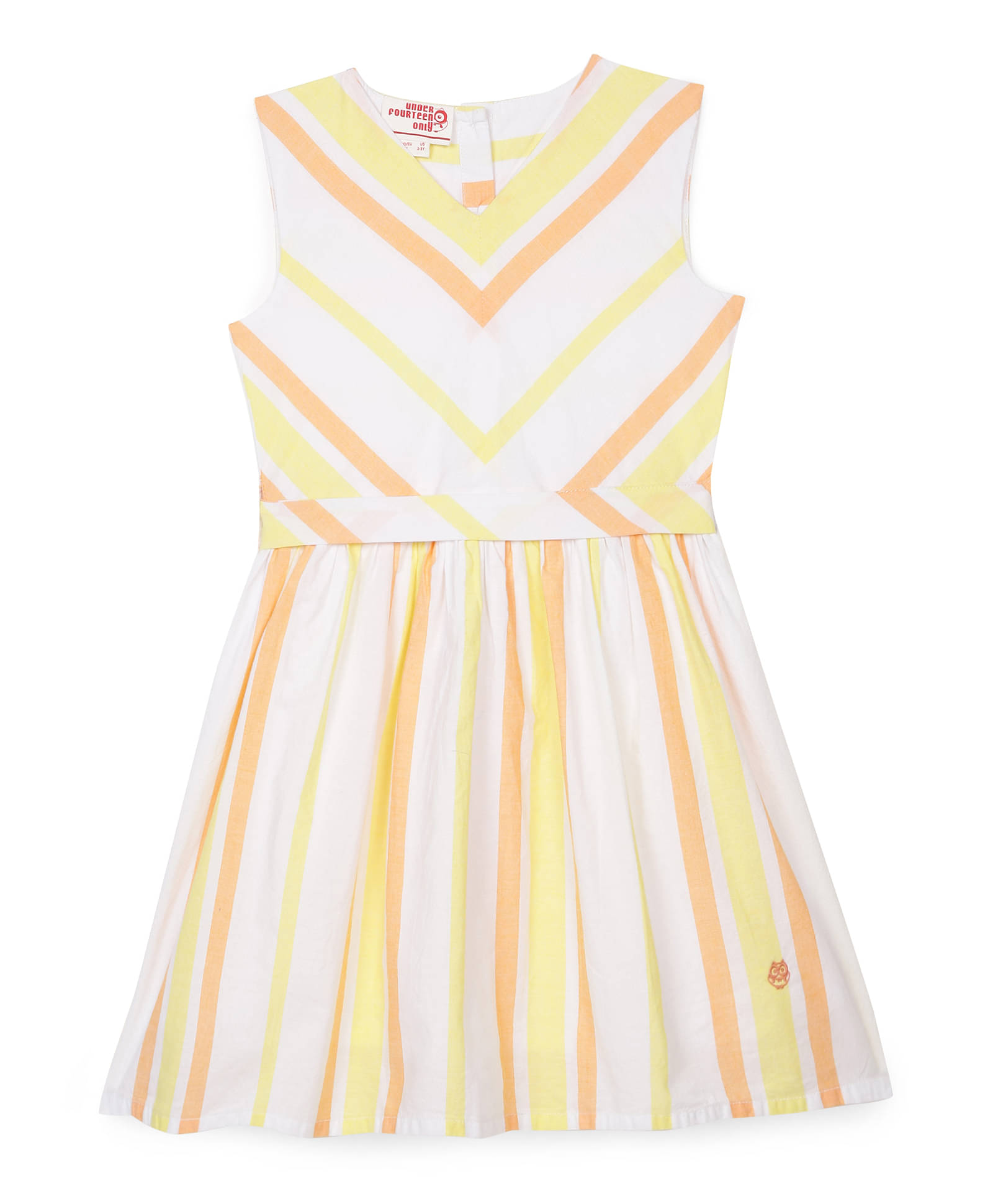     			Under Fourteen Only Cotton Dress For Girls ( Pack of 1 , Orange )