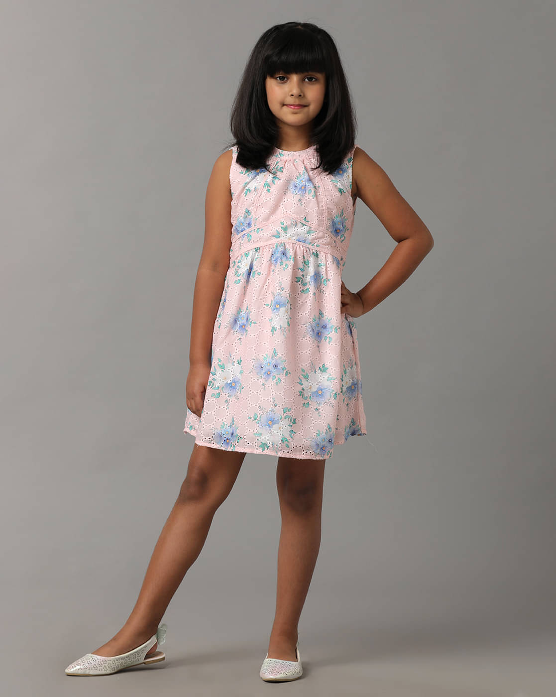     			Under Fourteen Only Cotton Dress For Girls ( Pack of 1 , Peach )