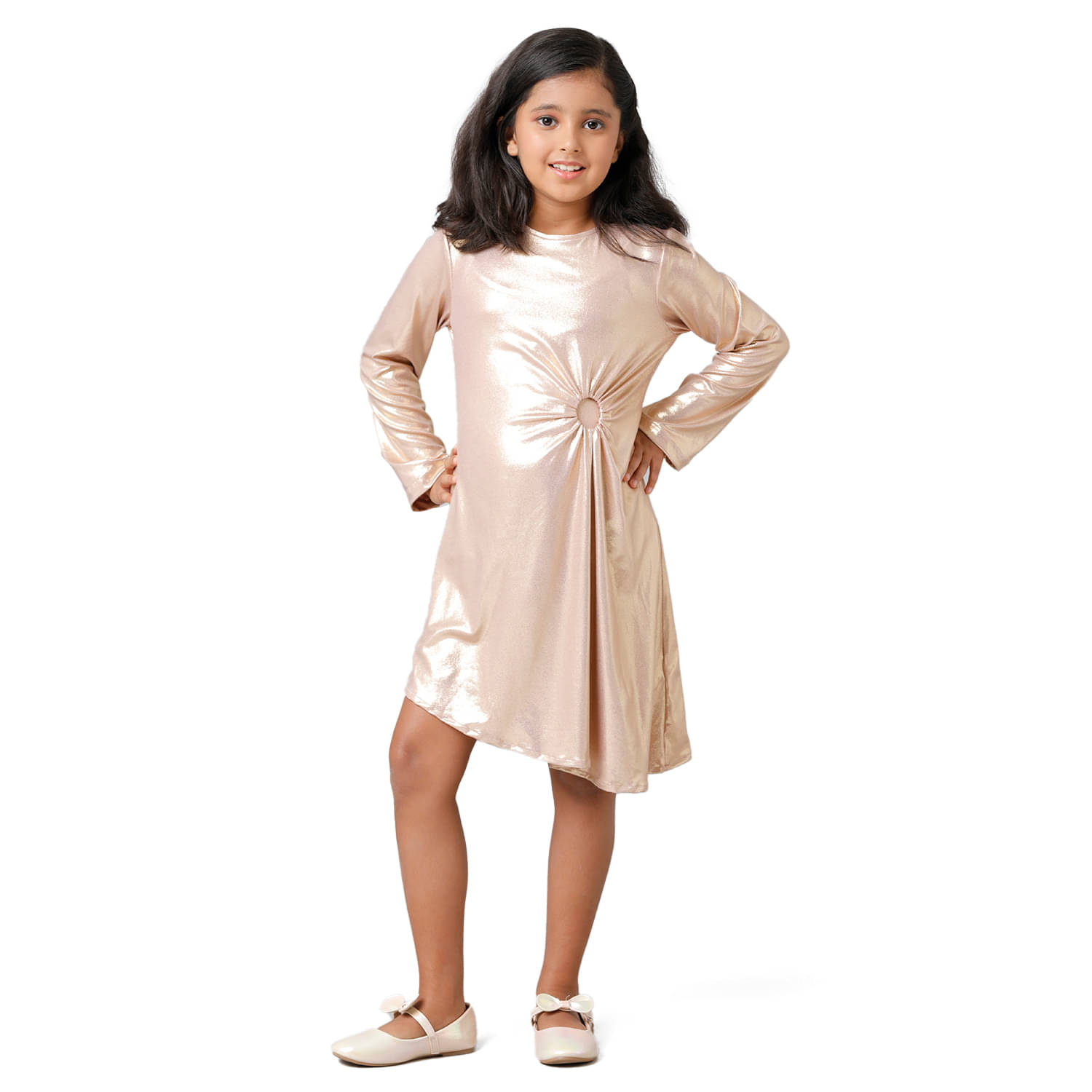 Under Fourteen Only Cotton Dress For Girls ( Pack of 1 , Gold ) Under Fourteen Only Cotton Dress For Girls ( Pack of 1 , Gold )
