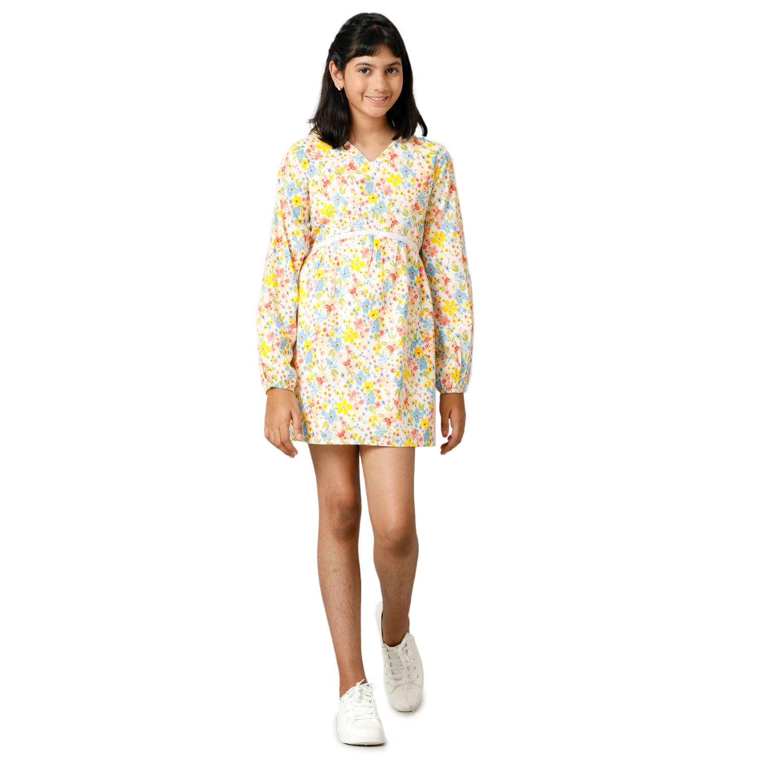     			Under Fourteen Only Cotton Dress For Girls ( Pack of 1 , White )