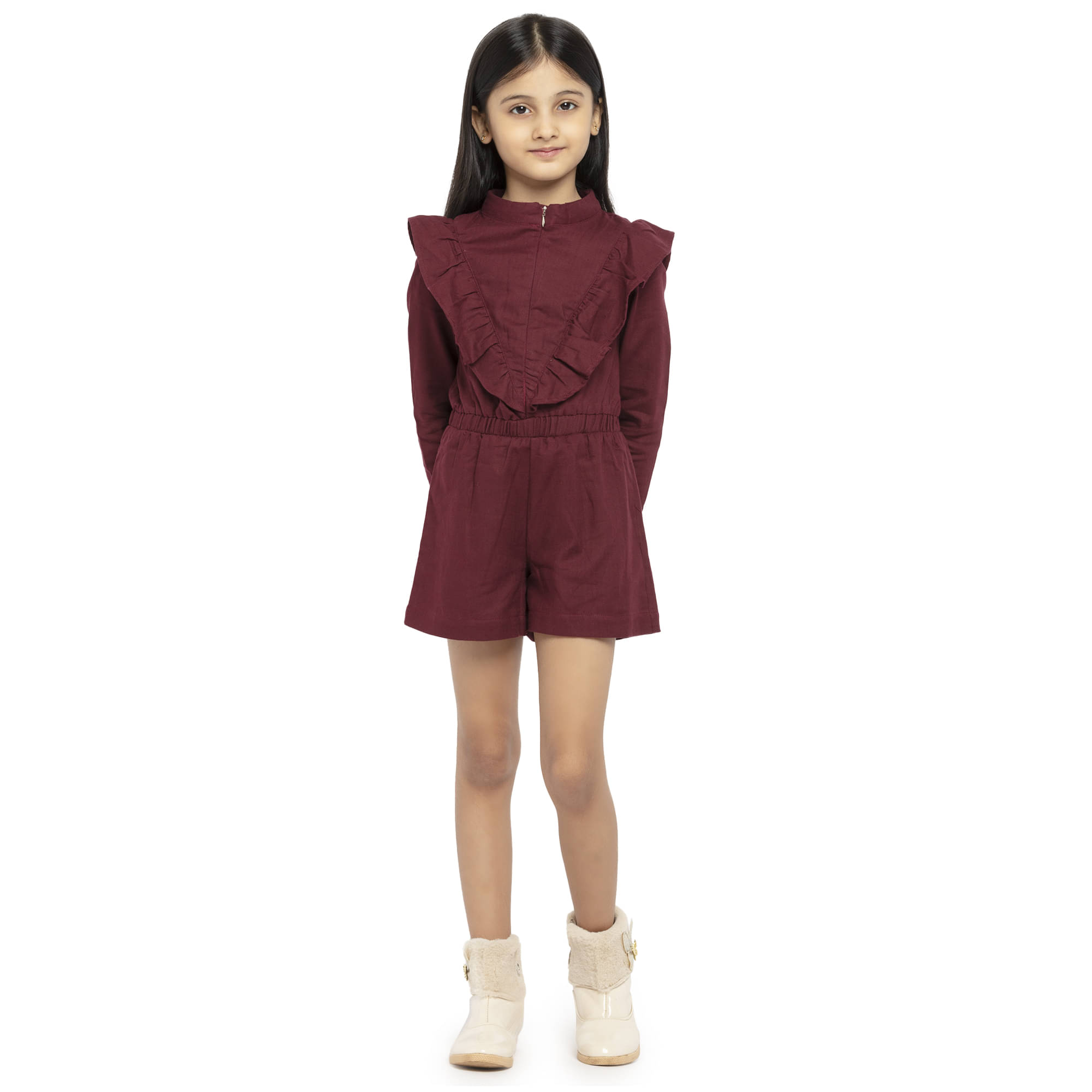     			Under Fourteen Only Cotton Dress For Girls ( Pack of 1 , Maroon )