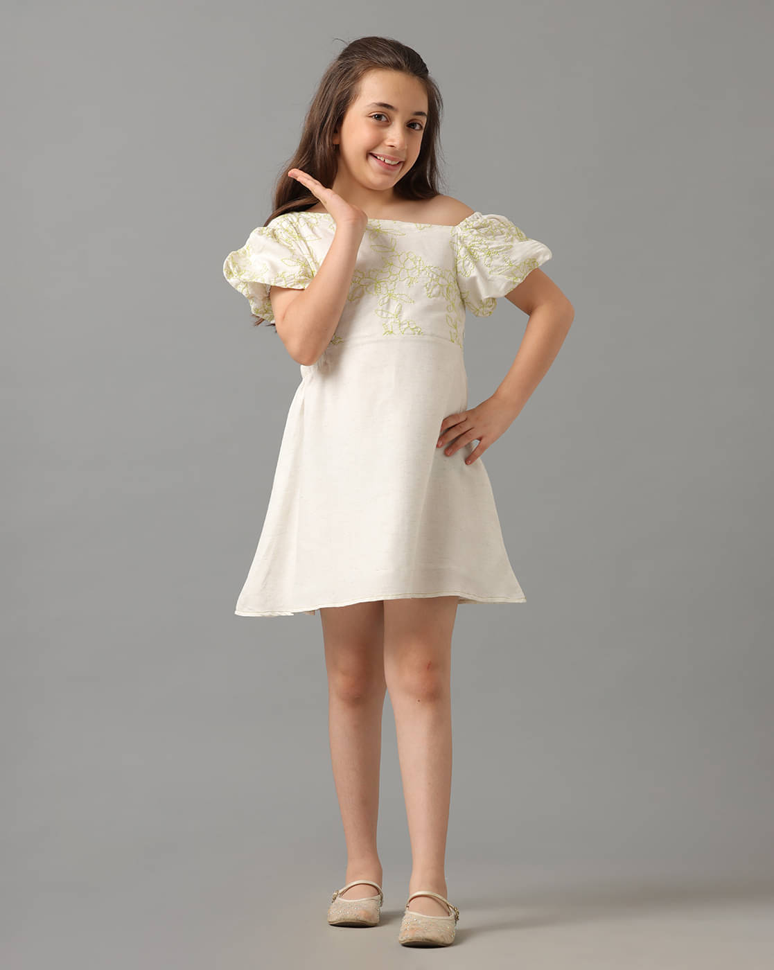     			Under Fourteen Only Cotton Dress For Girls ( Pack of 1 , White )