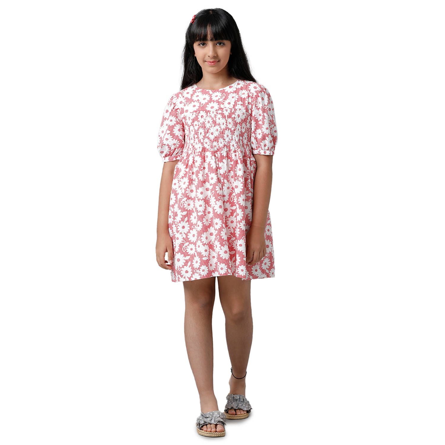     			Under Fourteen Only Cotton Dress For Girls ( Pack of 1 , Red )