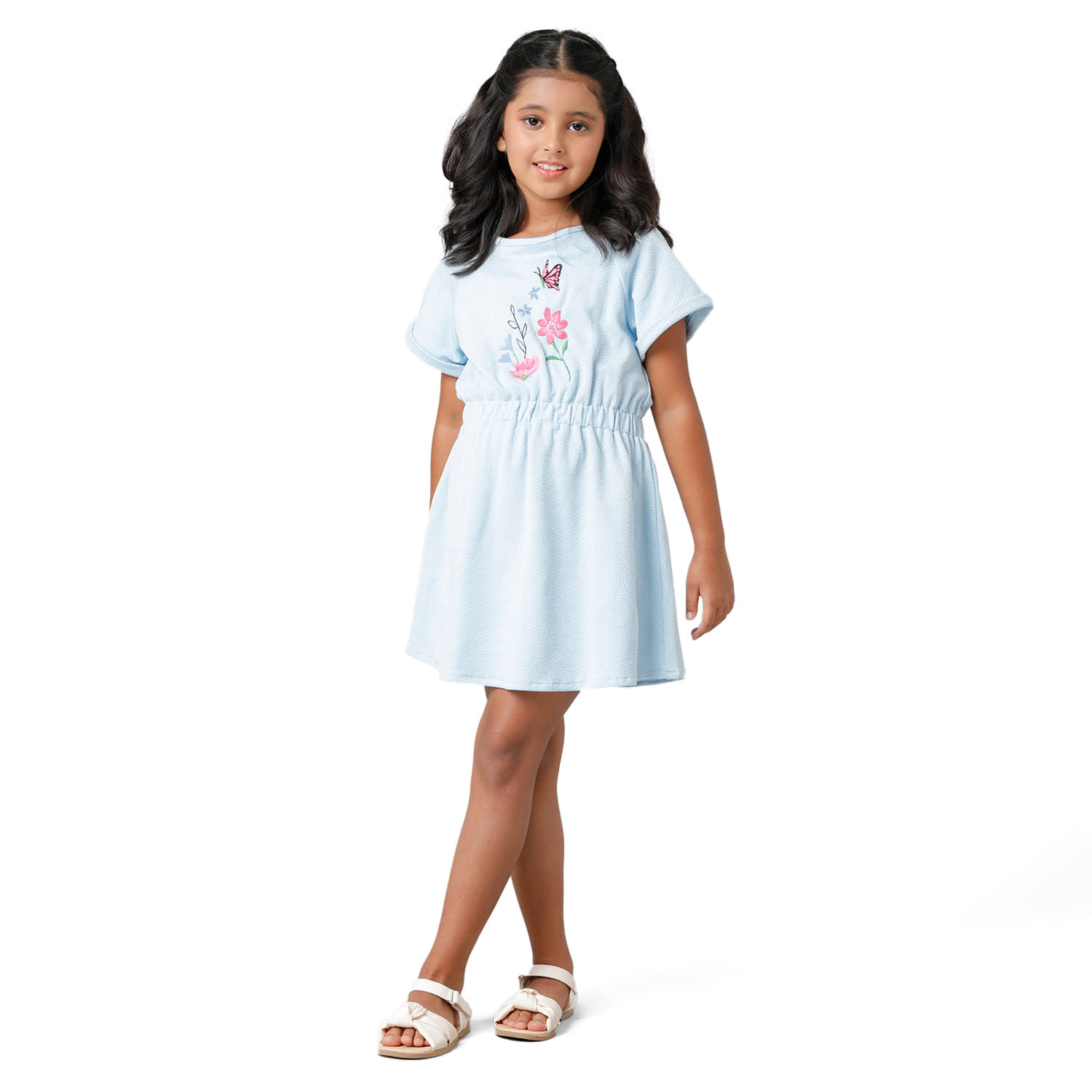 Under Fourteen Only Cotton Dress For Girls ( Pack of 1 , Blue ) Under Fourteen Only Cotton Dress For Girls ( Pack of 1 , Blue )