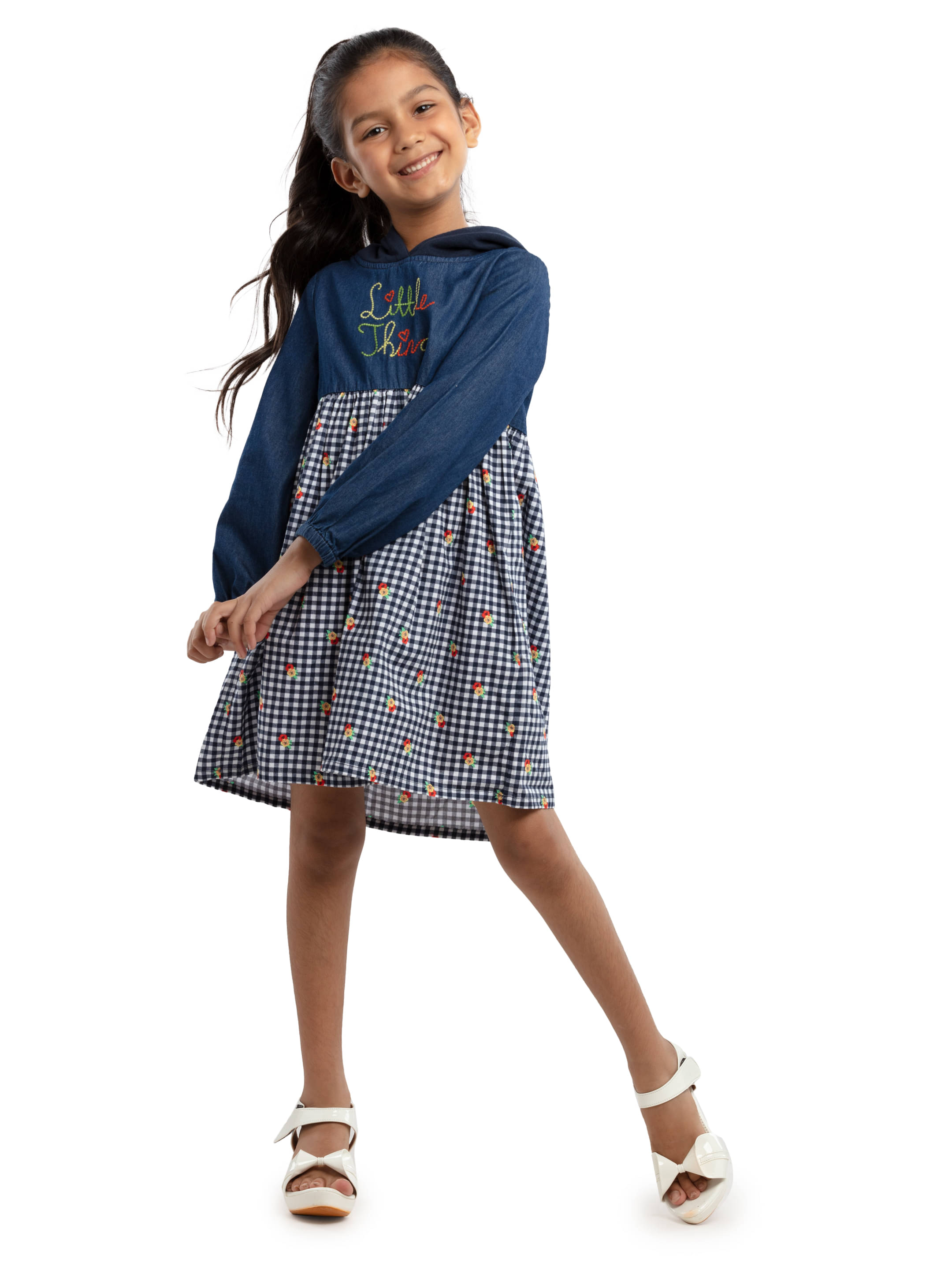     			Under Fourteen Only Cotton Dress For Girls ( Pack of 1 , Blue )